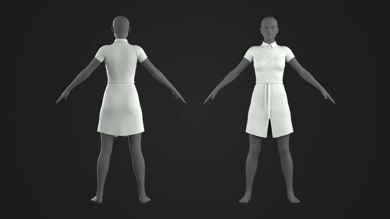 10 Basic Women's Dress / Marvelous Designer , Clo3d Project + OBJ , FBX (Vol 2)