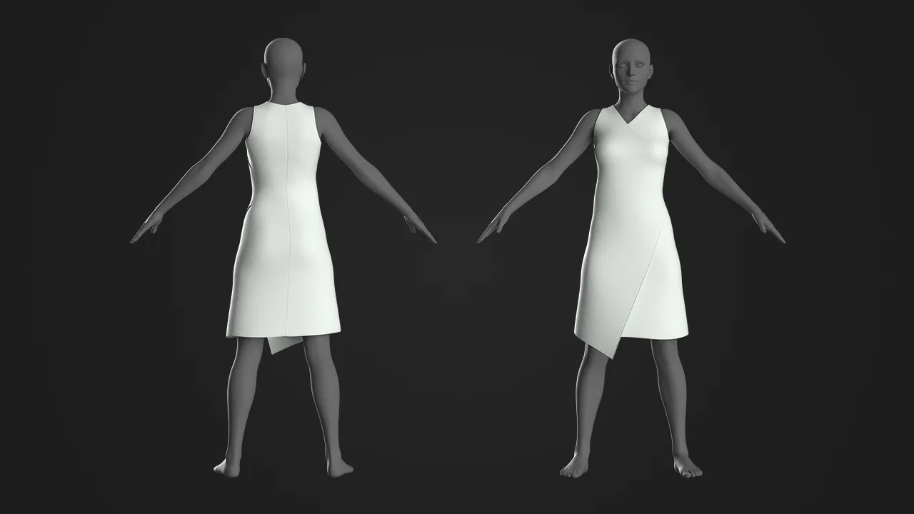 10 Basic Women's Dress / Marvelous Designer , Clo3d Project + OBJ , FBX (Vol 2)