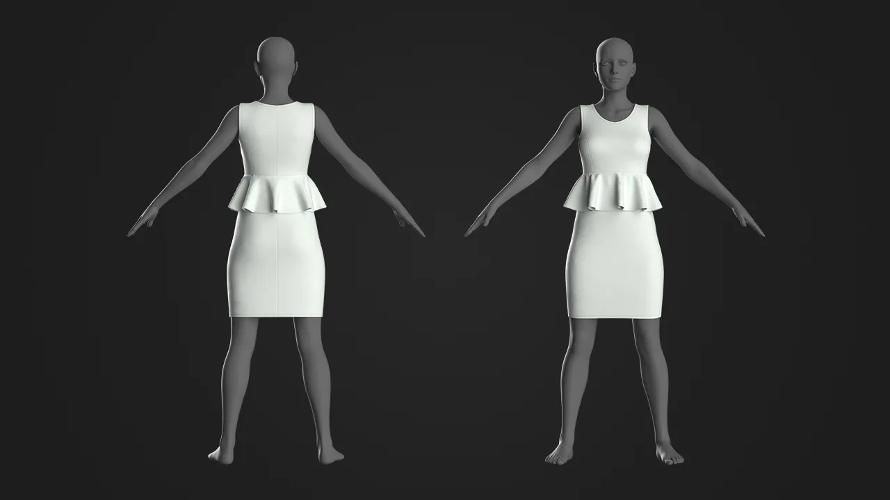 10 Basic Women's Dress / Marvelous Designer , Clo3d Project + OBJ , FBX (Vol 2)