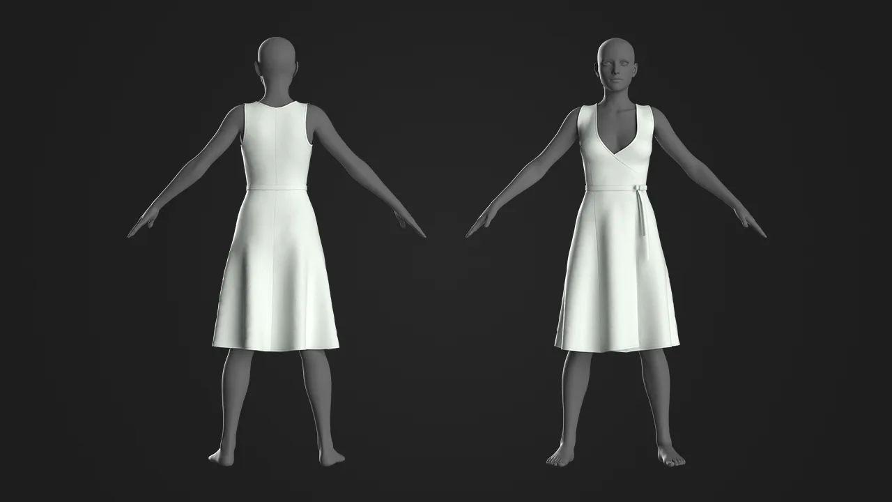 10 Basic Women's Dress / Marvelous Designer , Clo3d Project + OBJ , FBX (Vol 2)