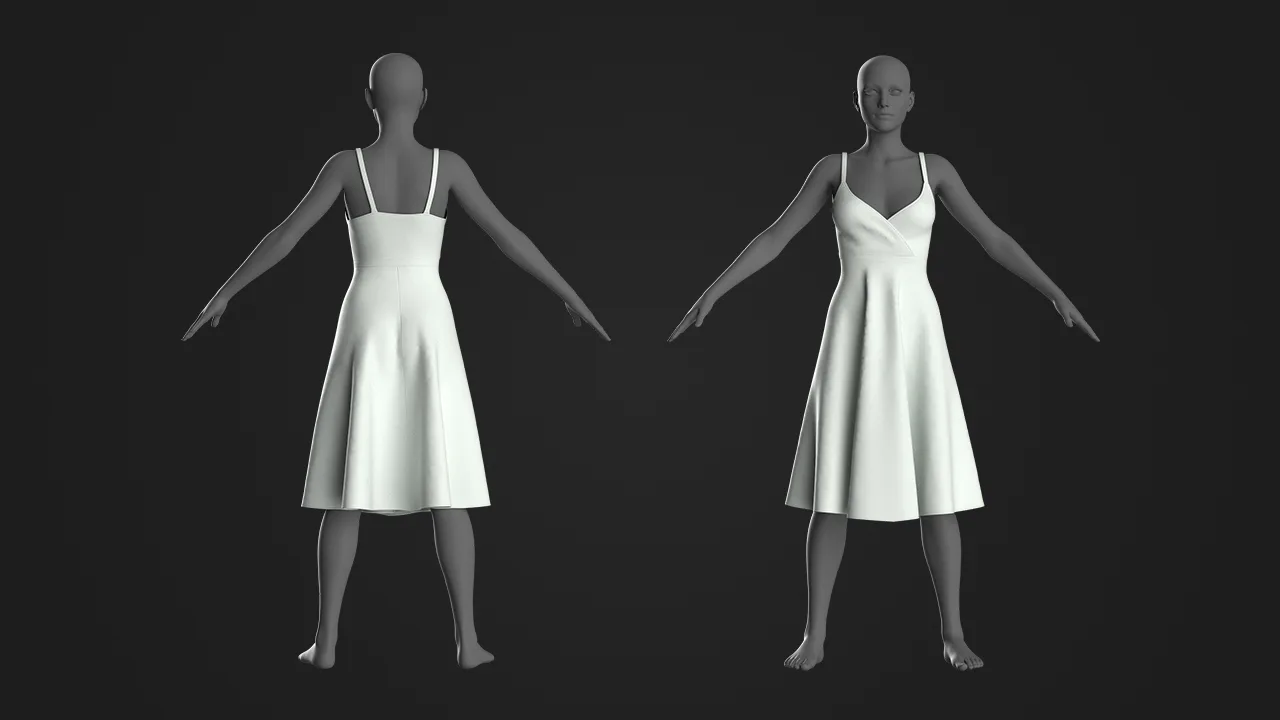 10 Basic Women's Dress / Marvelous Designer , Clo3d Project + OBJ , FBX (Vol 2)