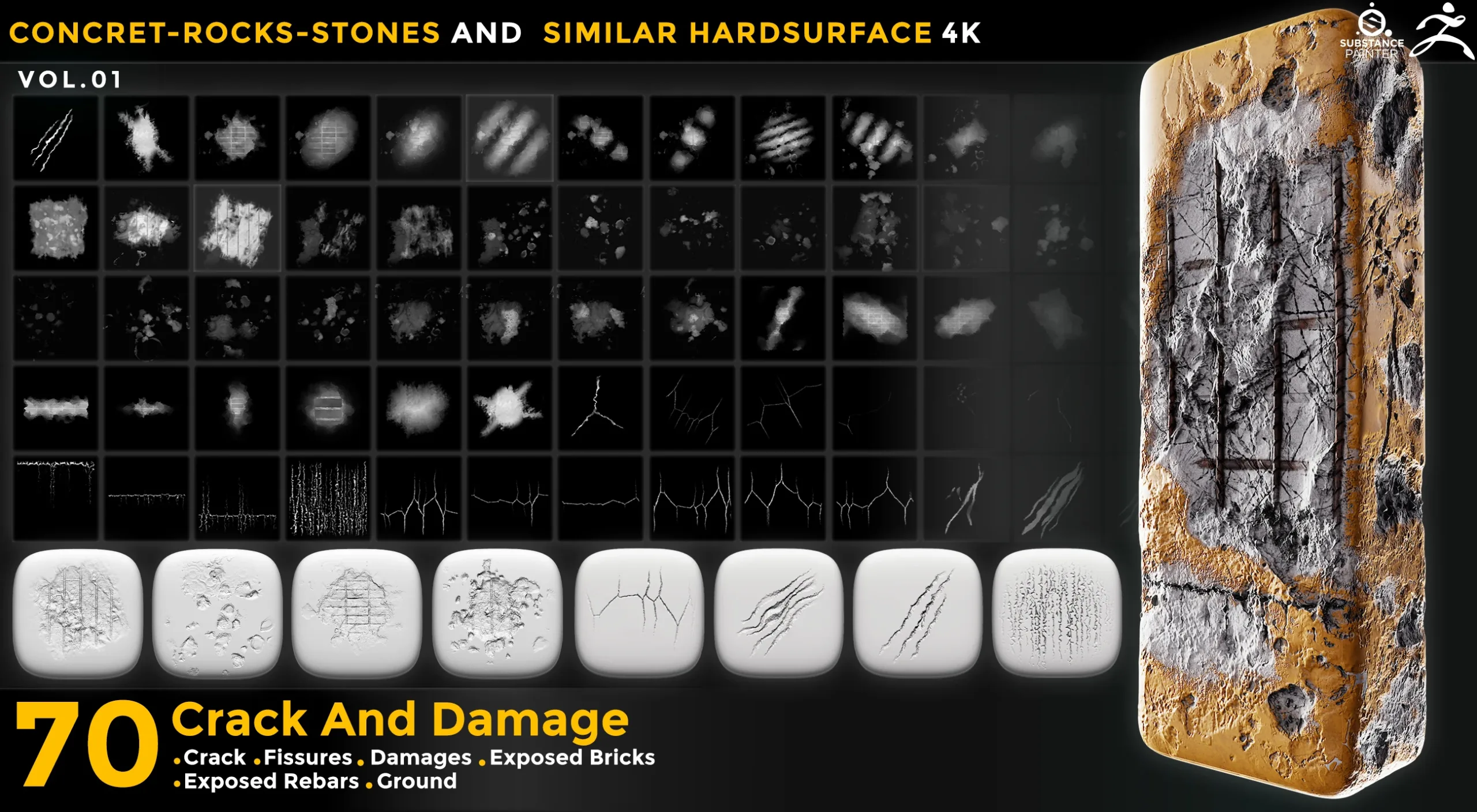 70 CRACK AND DAMAGES 4K ALPHA VOL 01