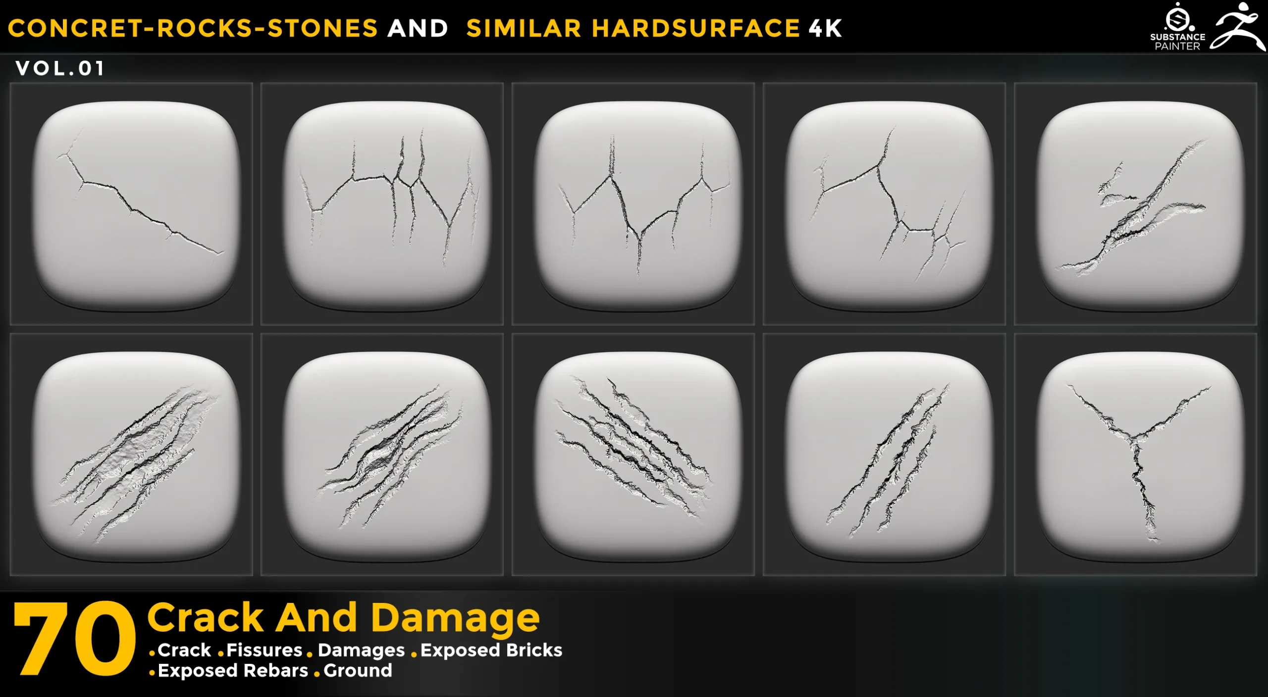 70 CRACK AND DAMAGES 4K ALPHA VOL 01