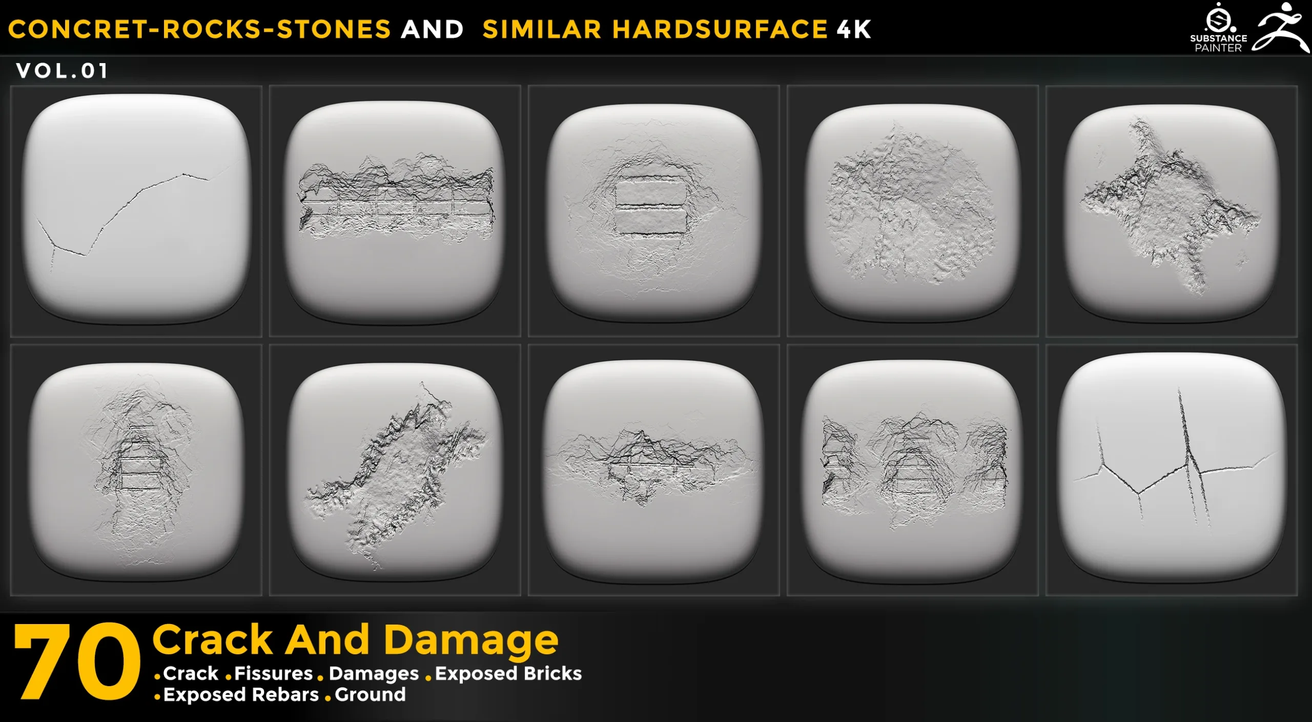 70 CRACK AND DAMAGES 4K ALPHA VOL 01