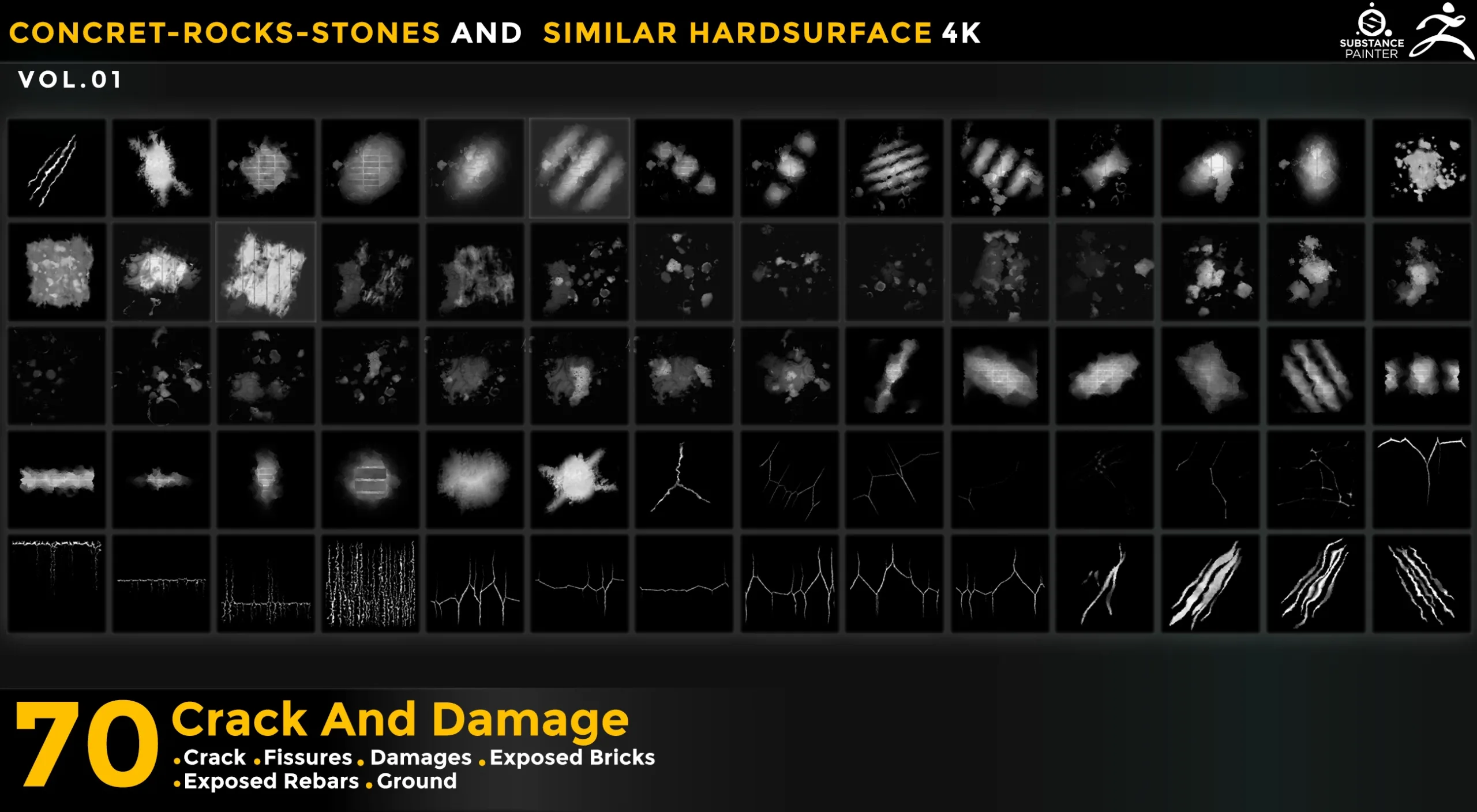 70 CRACK AND DAMAGES 4K ALPHA VOL 01