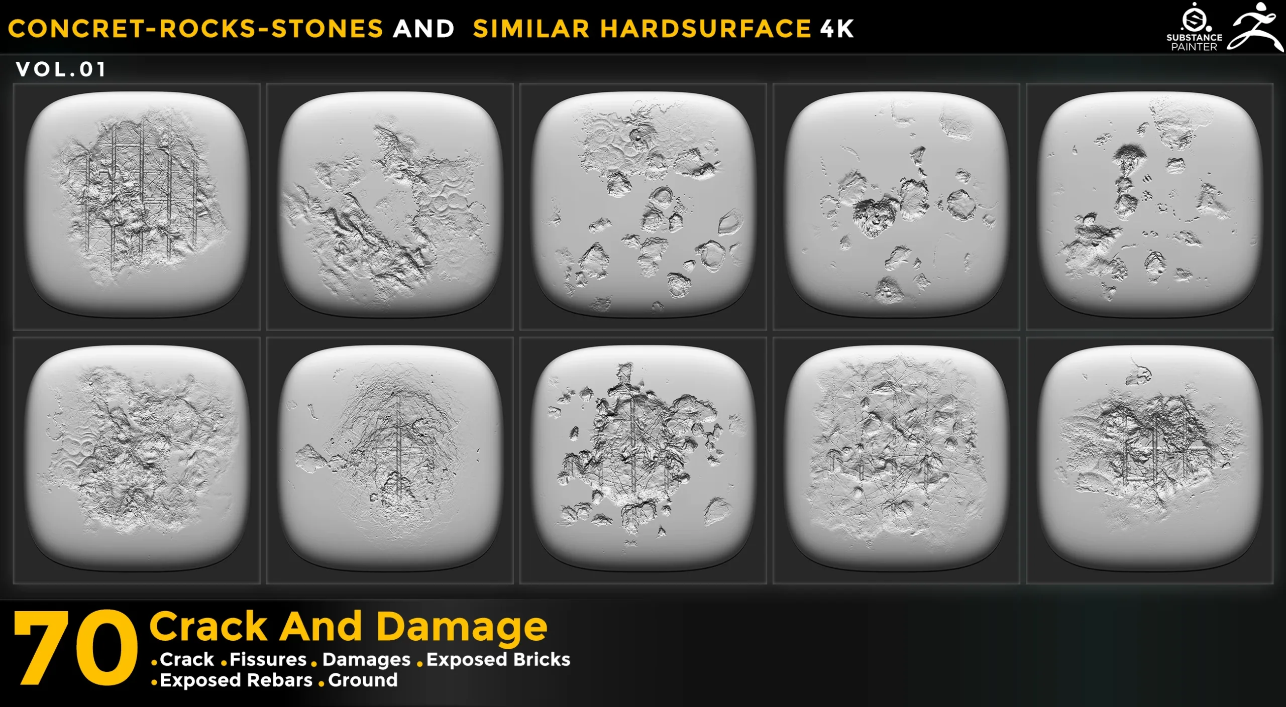 70 CRACK AND DAMAGES 4K ALPHA VOL 01