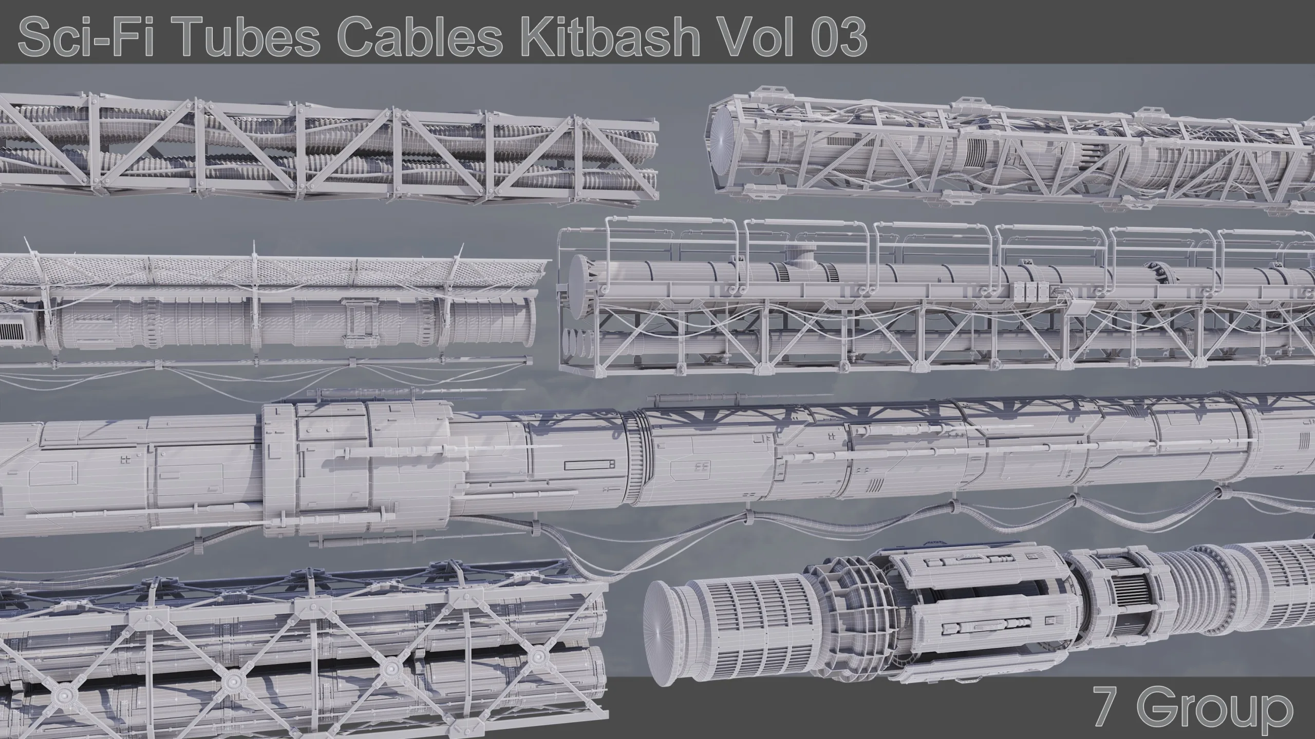 Sci-Fi Tubes Cables Kitbash Vol 03