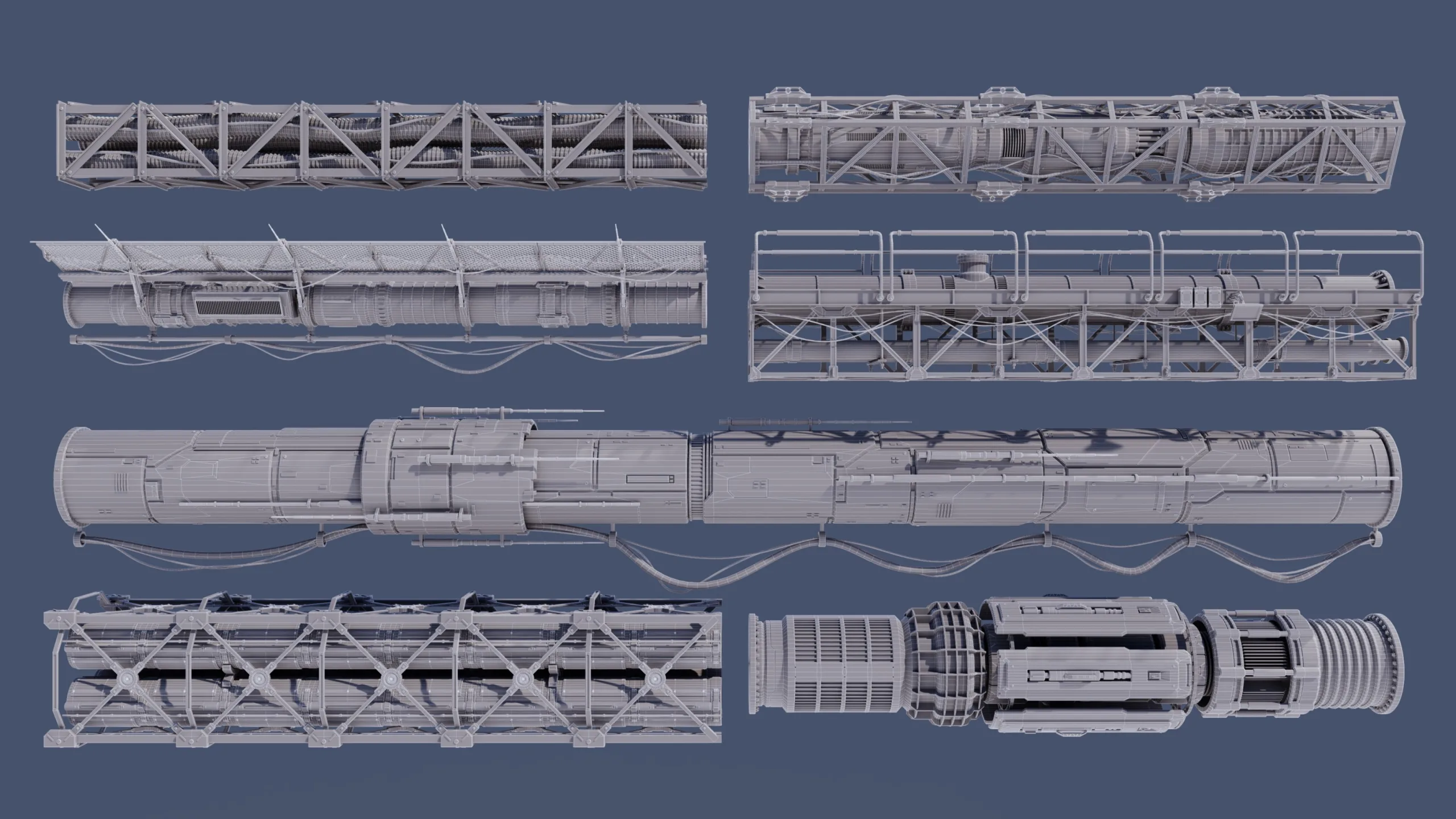 Sci-Fi Tubes Cables Kitbash Vol 03