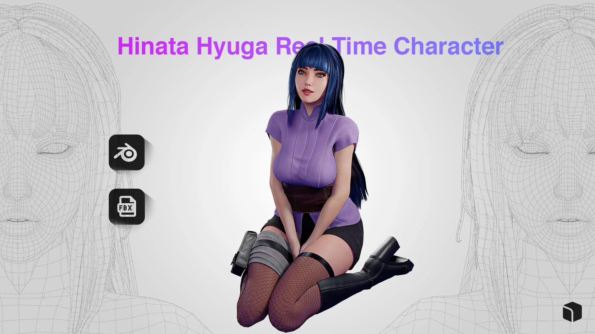 Hinata Hyuga - Game Ready 3D model - UE4