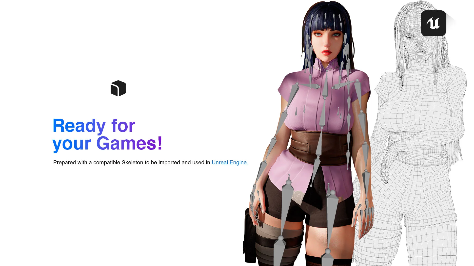 Hinata Hyuga - Game Ready 3D model - UE4