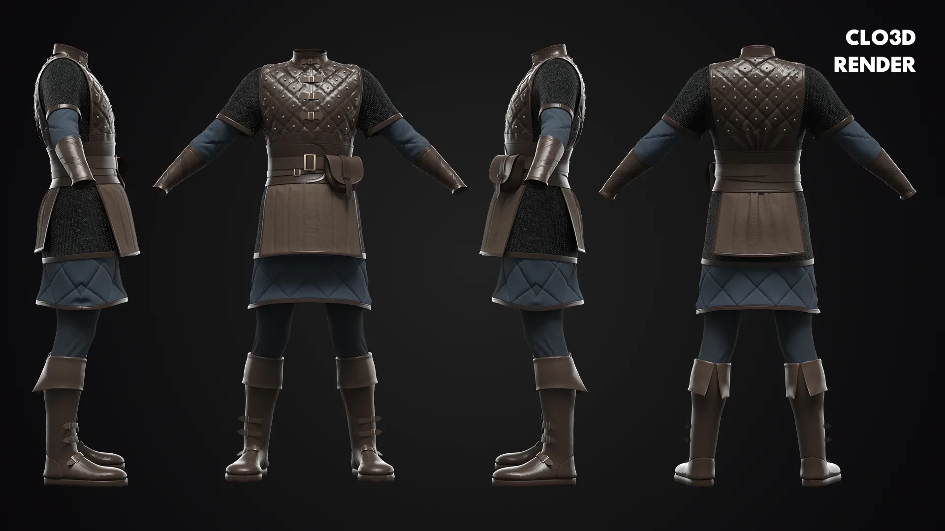 Viking Man Outfit / Marvelous Designer , Clo3d Project + OBJ , FBX (Low Poly)