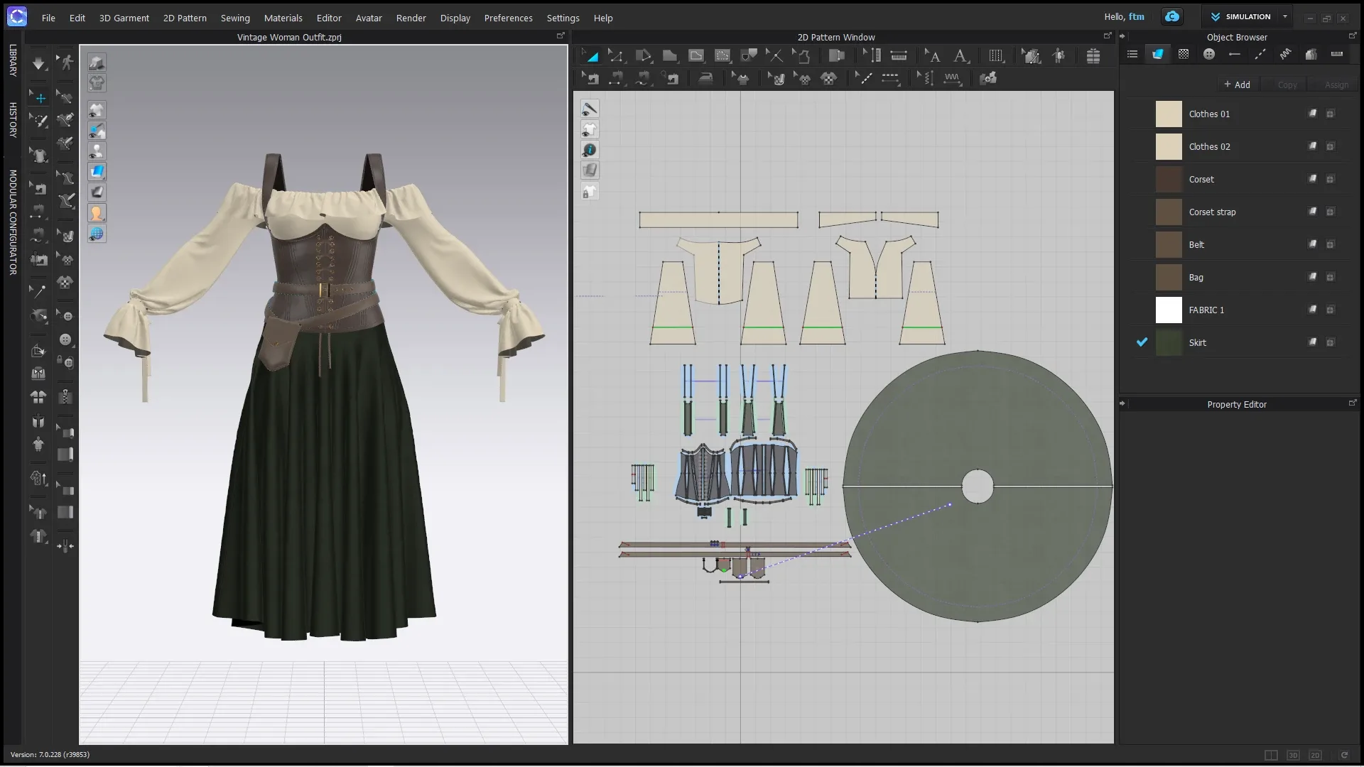 Vintage Women Dress / Marvelous Designer , Clo3d Project + Free Tutorial (Low Poly)