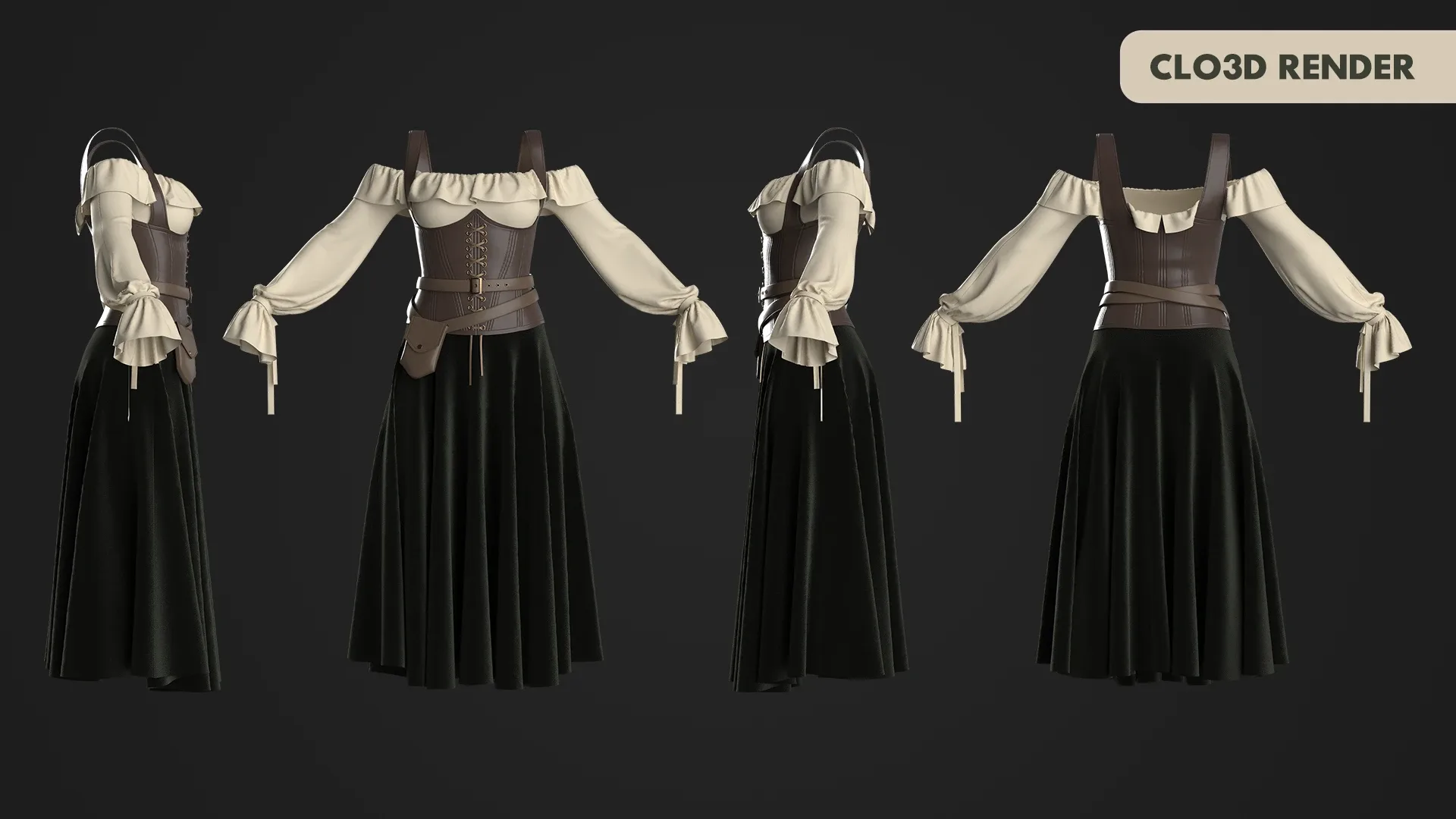 Vintage Women Dress / Marvelous Designer , Clo3d Project + Free Tutorial (Low Poly)