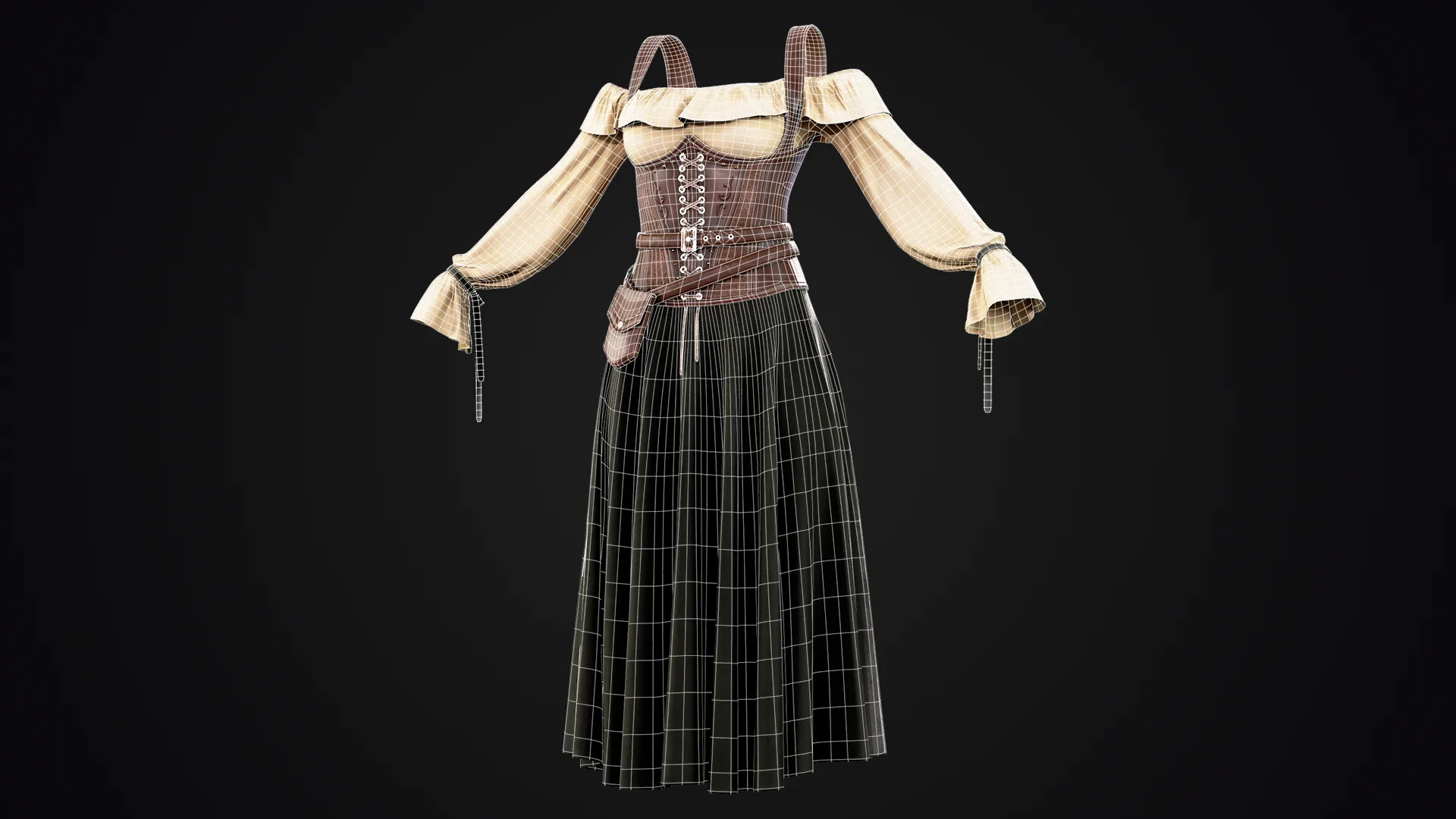 Vintage Women Dress / Marvelous Designer , Clo3d Project + Free Tutorial (Low Poly)