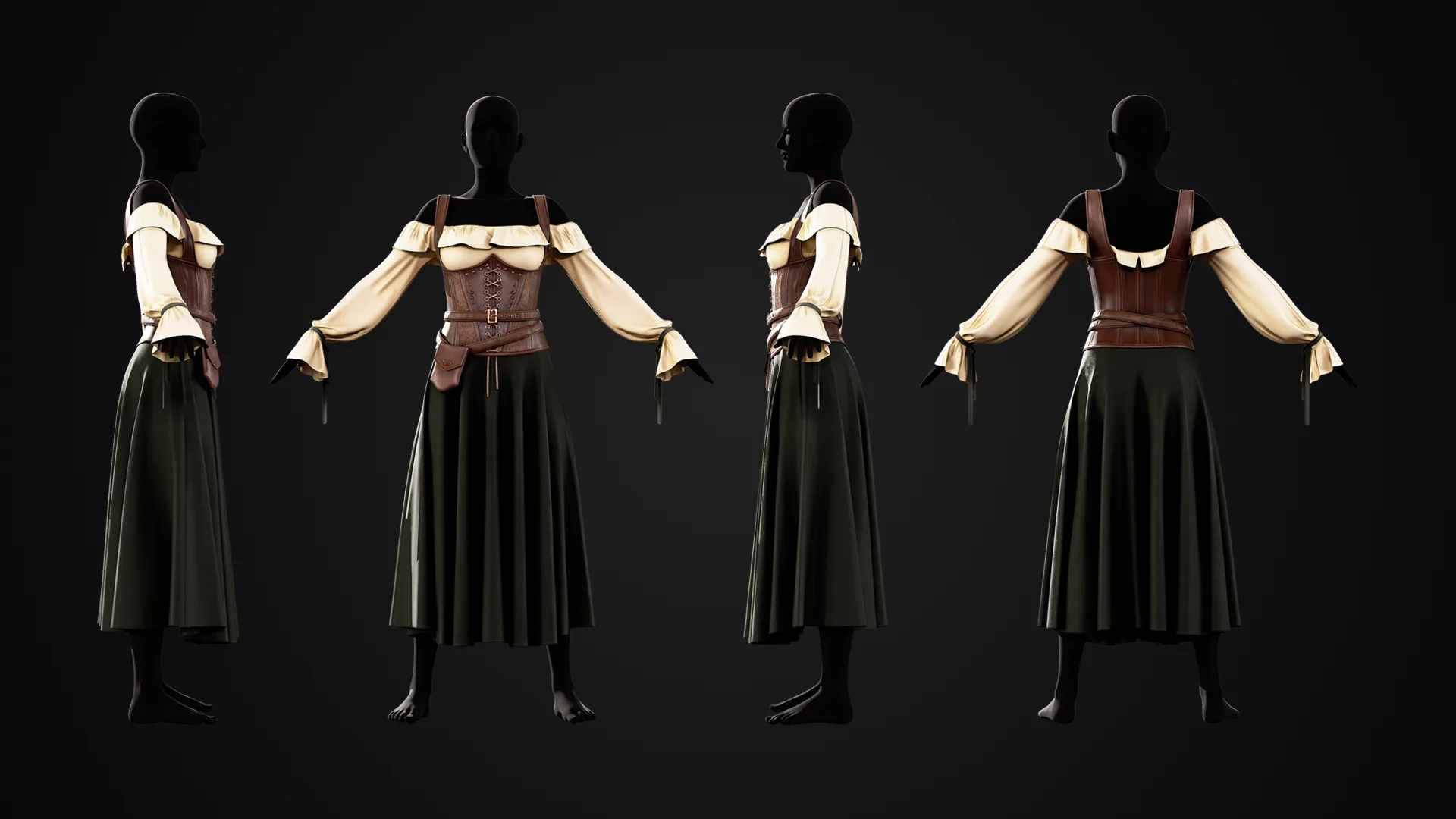 Vintage Women Dress / Marvelous Designer , Clo3d Project + Free Tutorial (Low Poly)