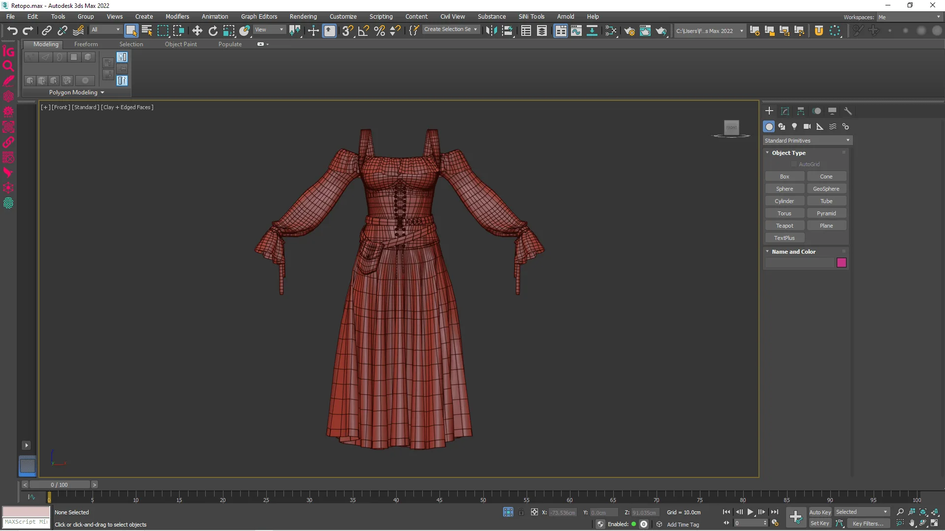 Vintage Women Dress / Marvelous Designer , Clo3d Project + Free Tutorial (Low Poly)