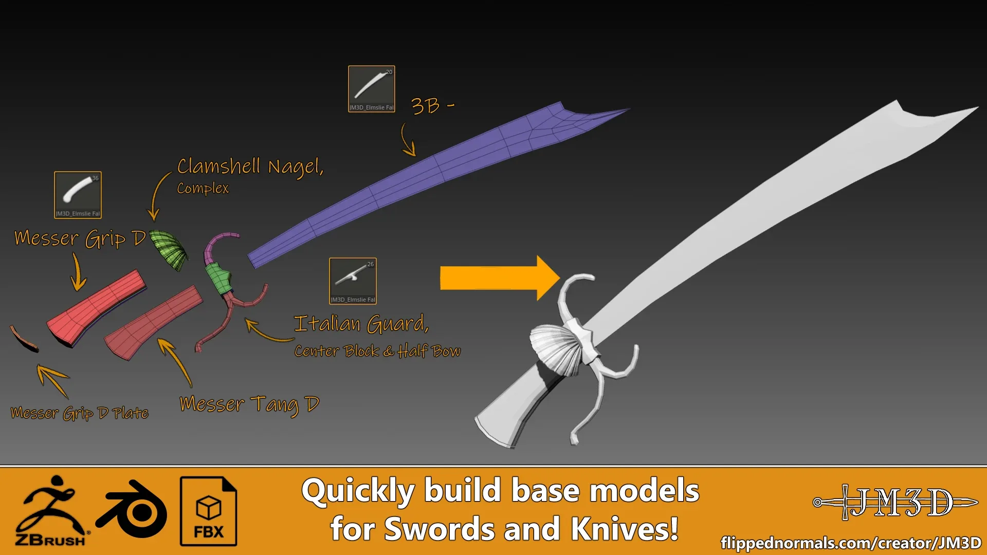 JM3D - Elmslie Falchion and Messer Builder