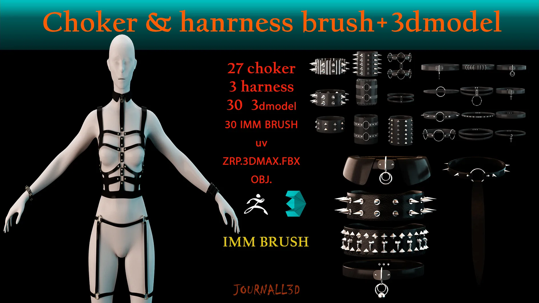 choker & harness brush + 3dmodel vlo1