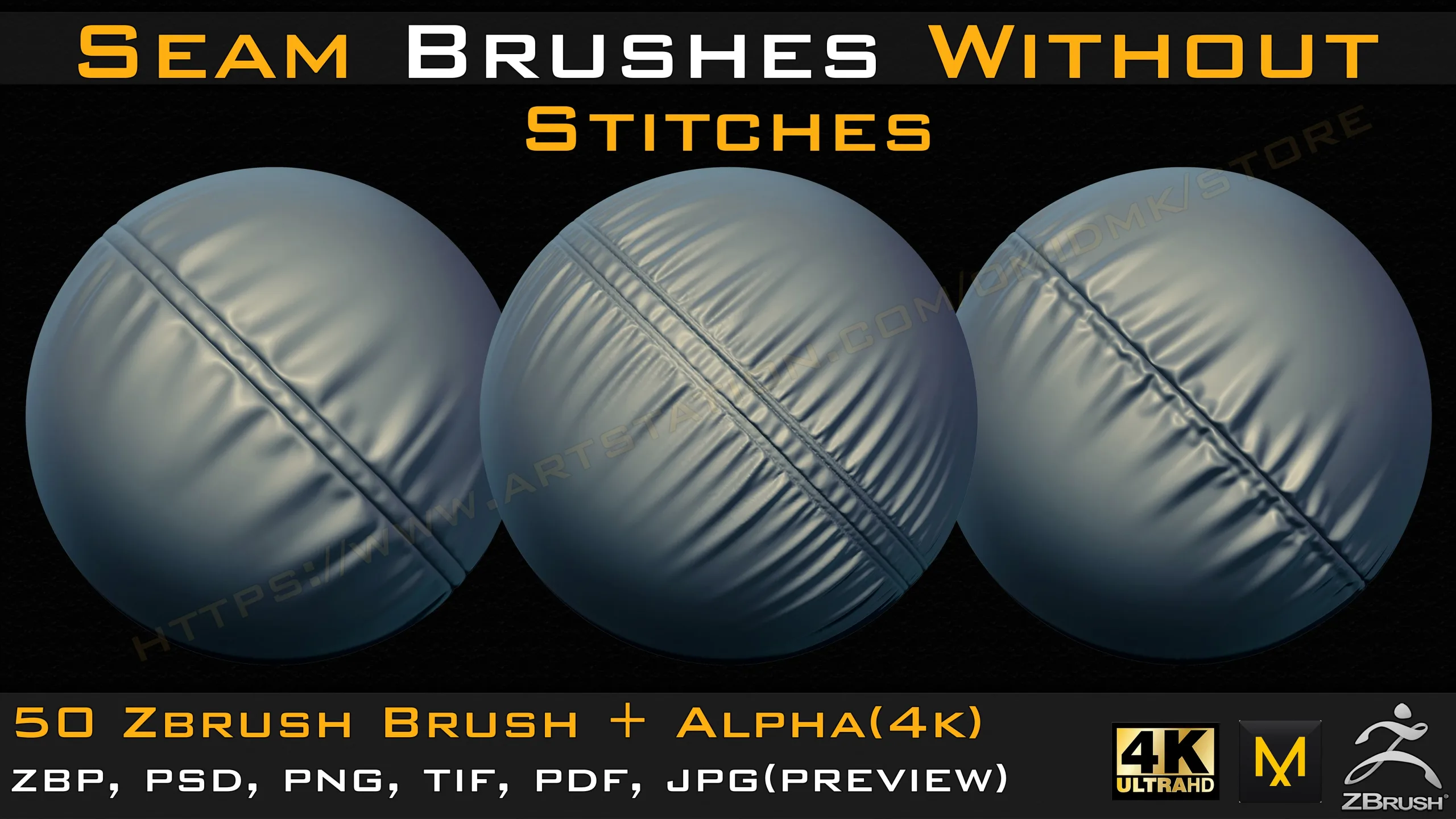 50 Seam Brushes Without Stitches (4k)+Alpha -Vol 05