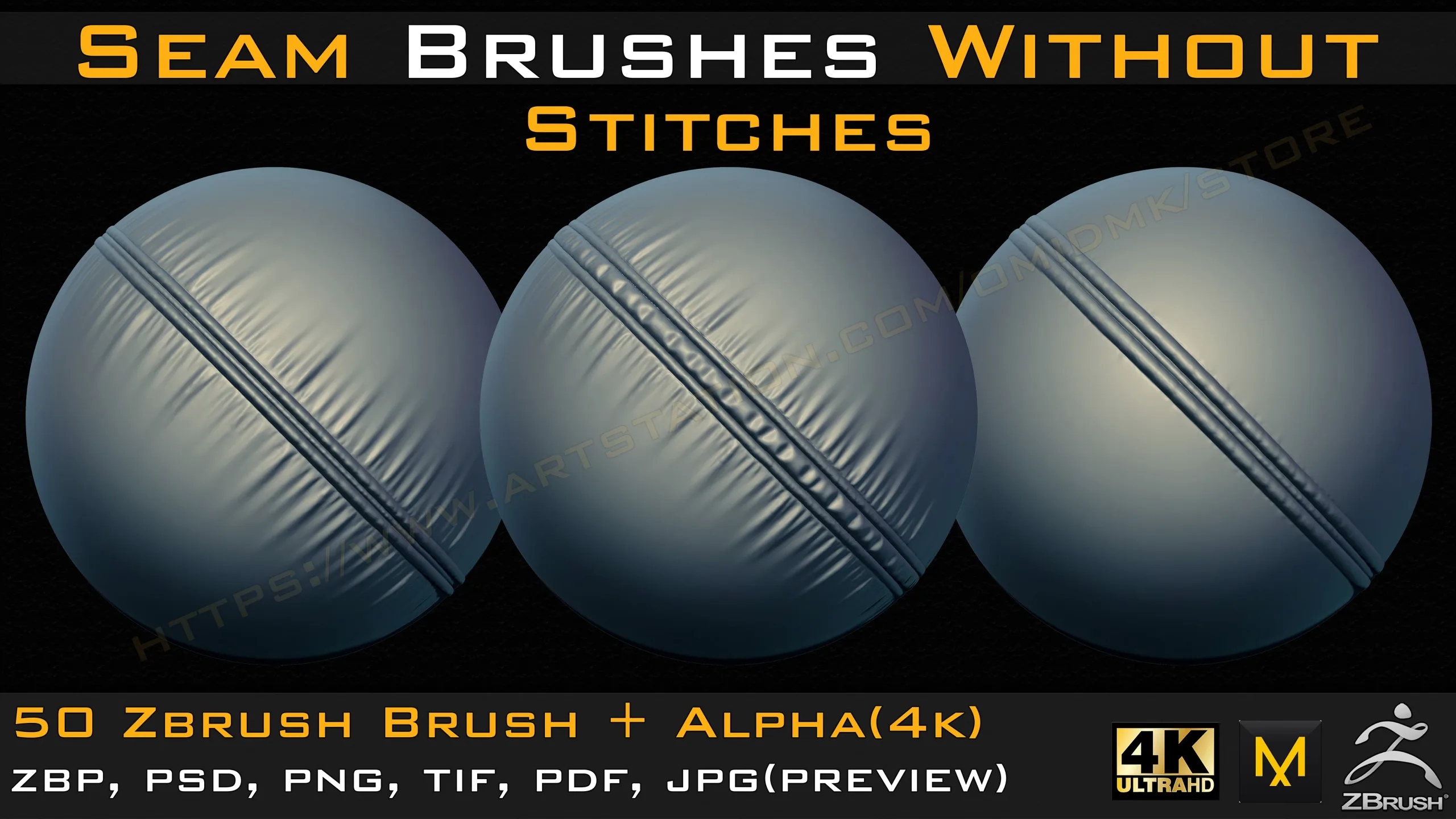 50 Seam Brushes Without Stitches (4k)+Alpha -Vol 05