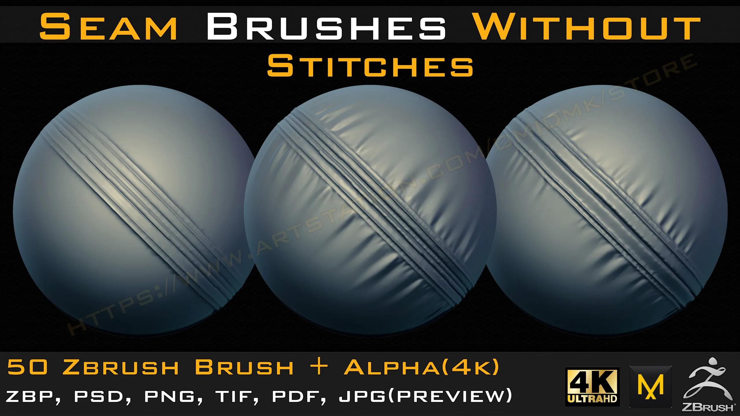 50 Seam Brushes Without Stitches (4k)+Alpha -Vol 05
