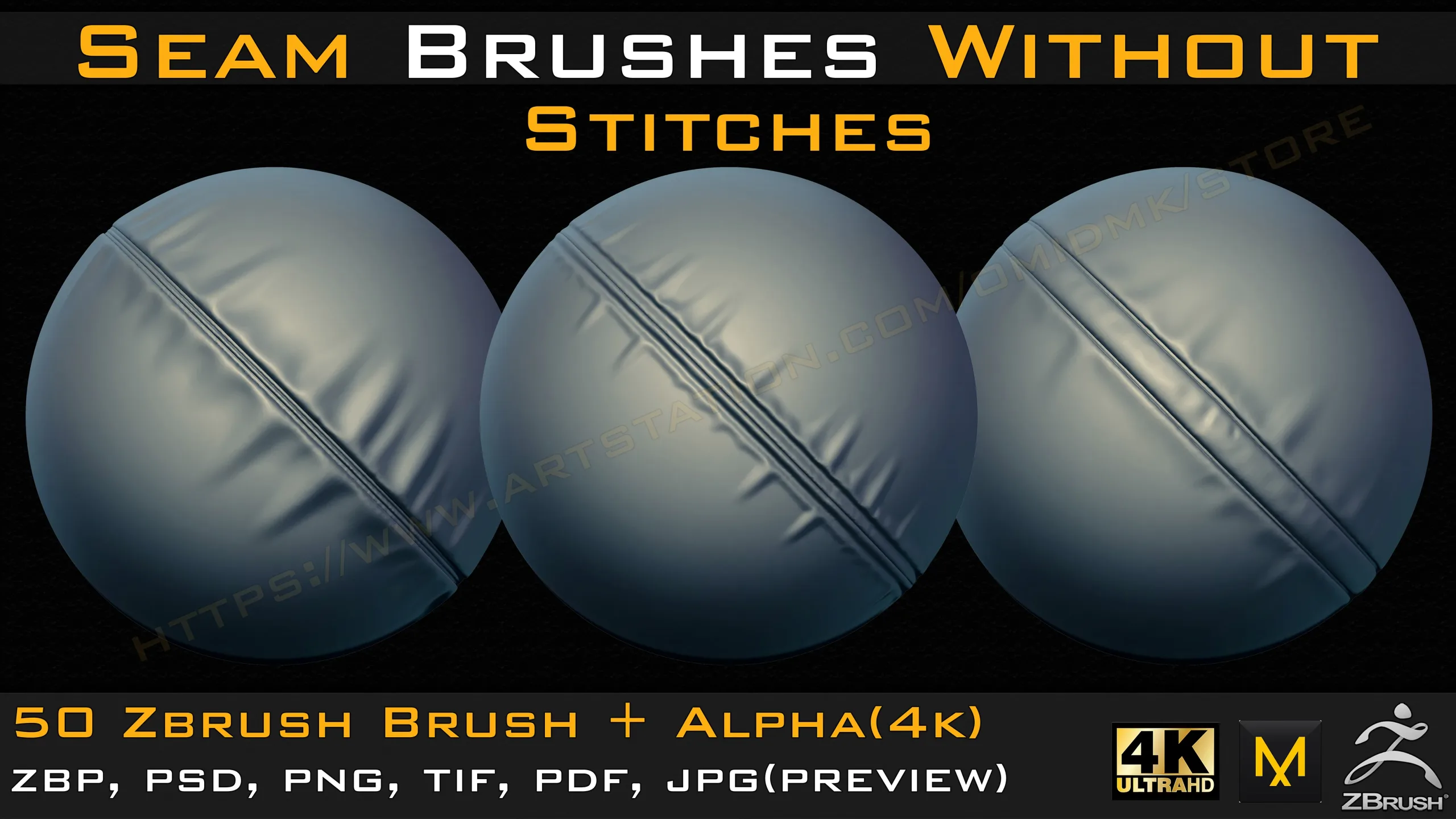 50 Seam Brushes Without Stitches (4k)+Alpha -Vol 05