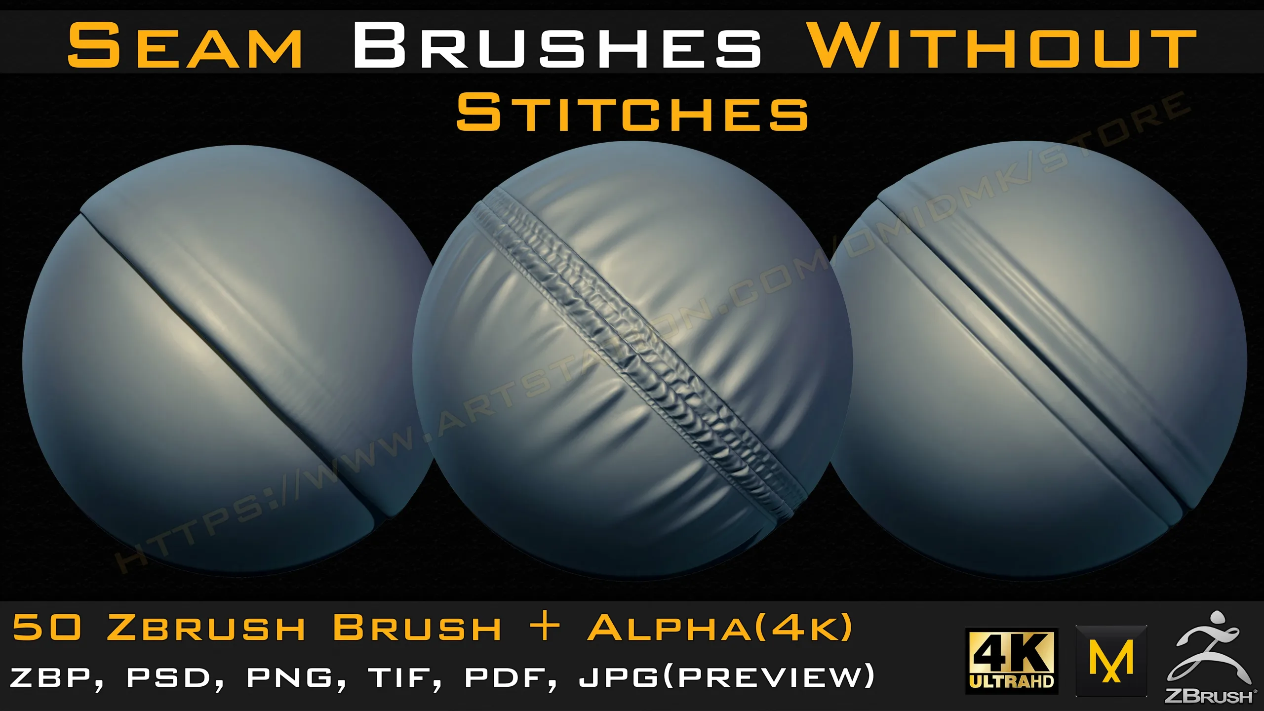 50 Seam Brushes Without Stitches (4k)+Alpha -Vol 05