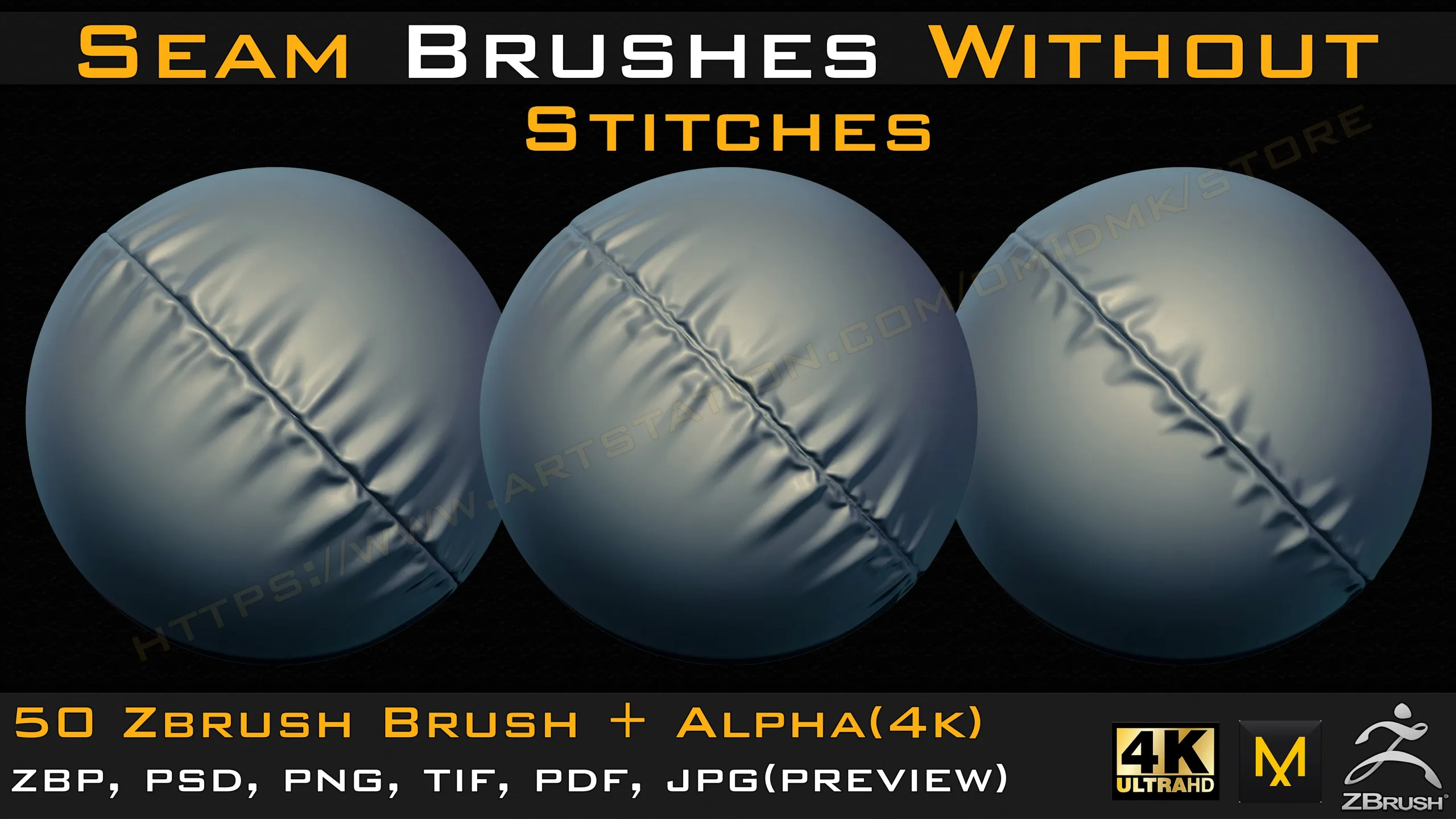 50 Seam Brushes Without Stitches (4k)+Alpha -Vol 05