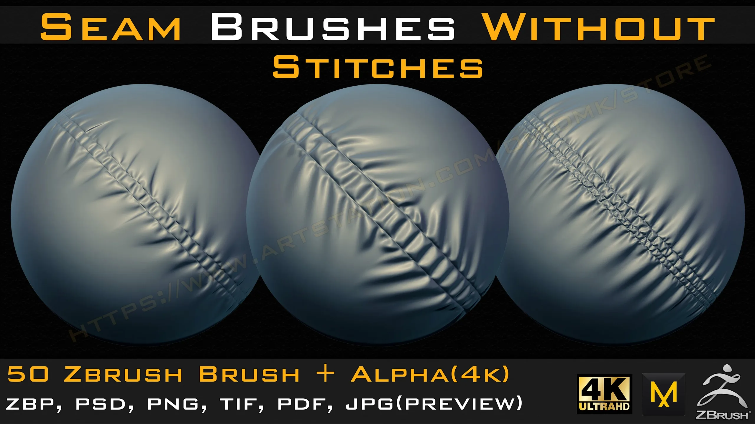 50 Seam Brushes Without Stitches (4k)+Alpha -Vol 05