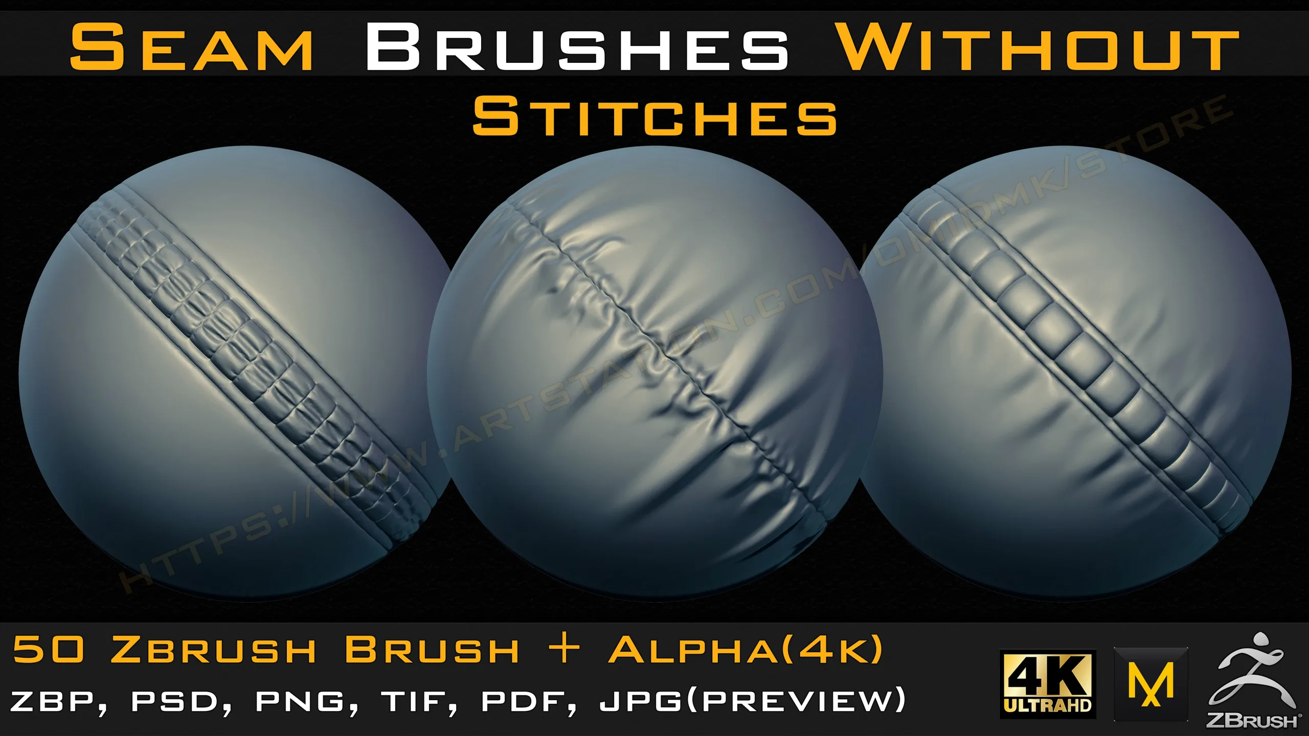 50 Seam Brushes Without Stitches (4k)+Alpha -Vol 05