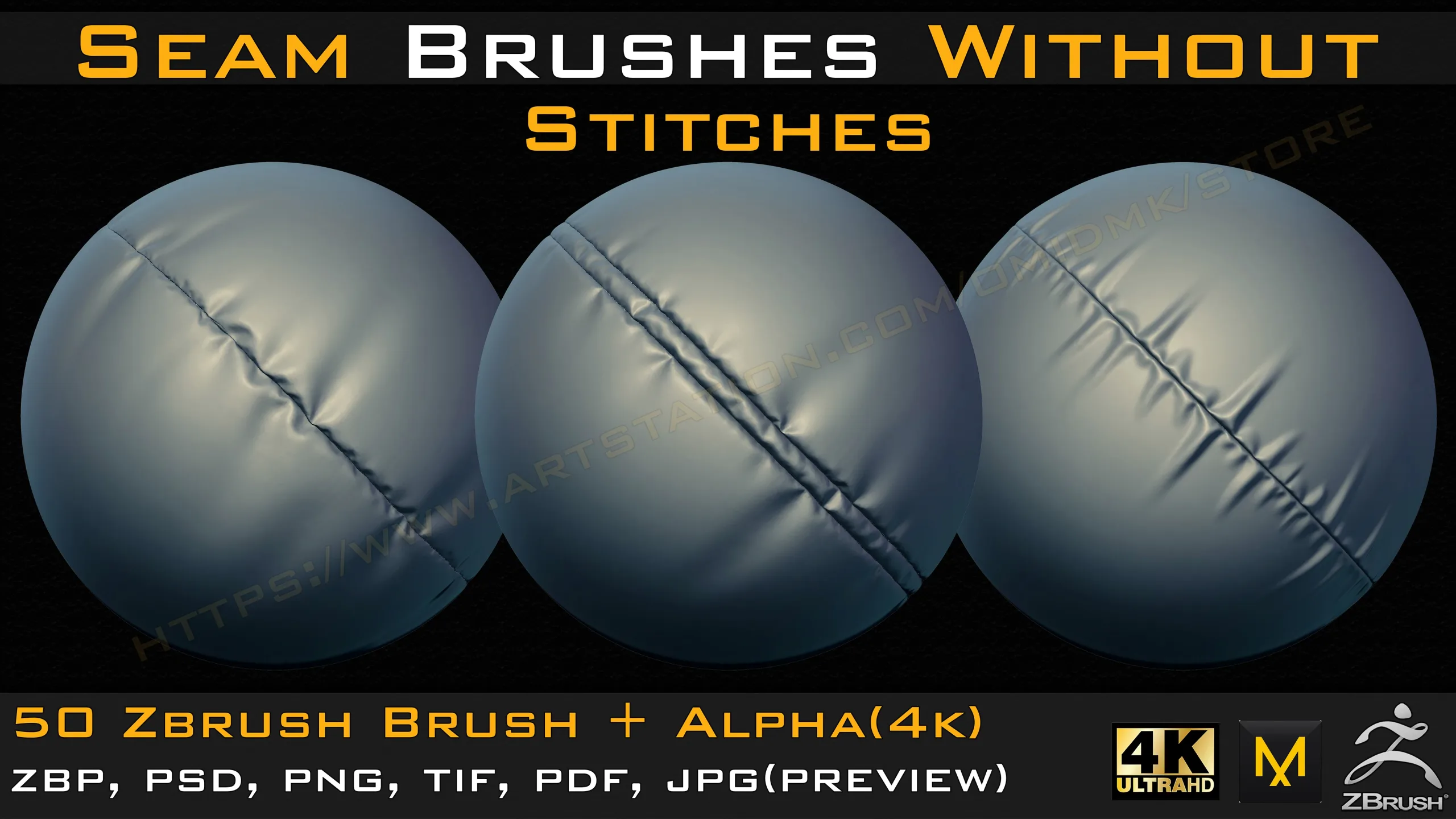 50 Seam Brushes Without Stitches (4k)+Alpha -Vol 05
