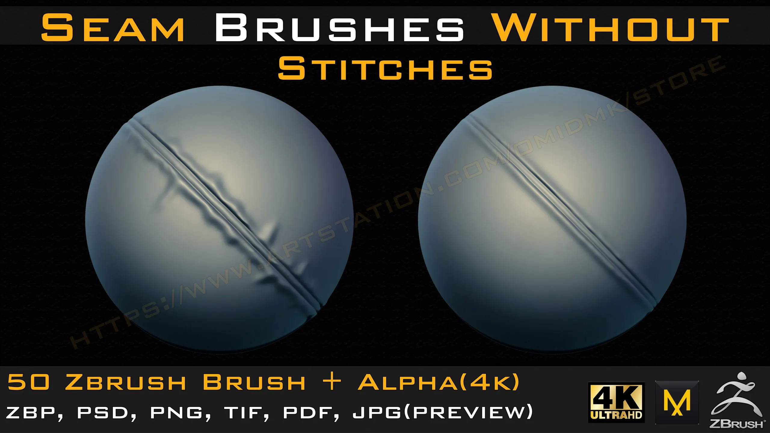 50 Seam Brushes Without Stitches (4k)+Alpha -Vol 05