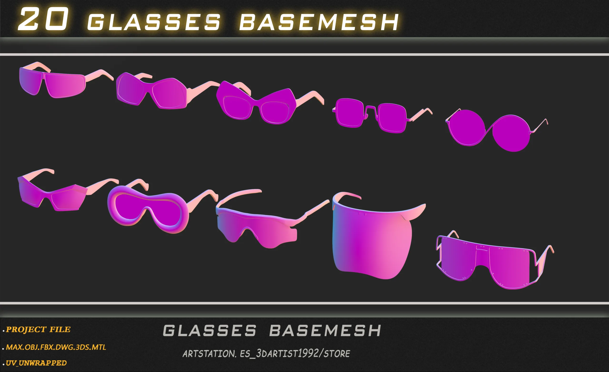 20 glasses basemesh