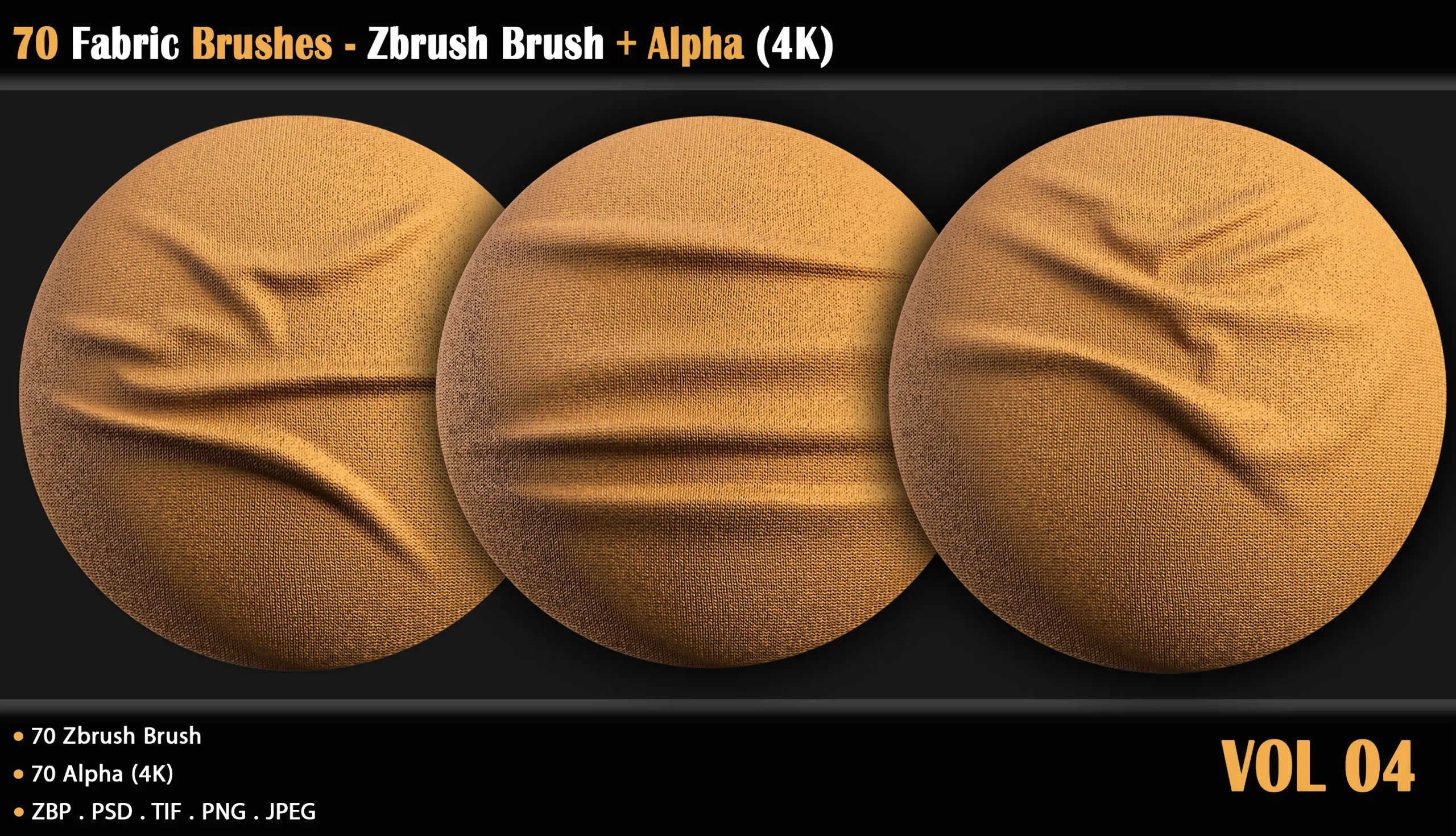 70 Fabric Brushes - Zbrush Brush + Alpha (4K)