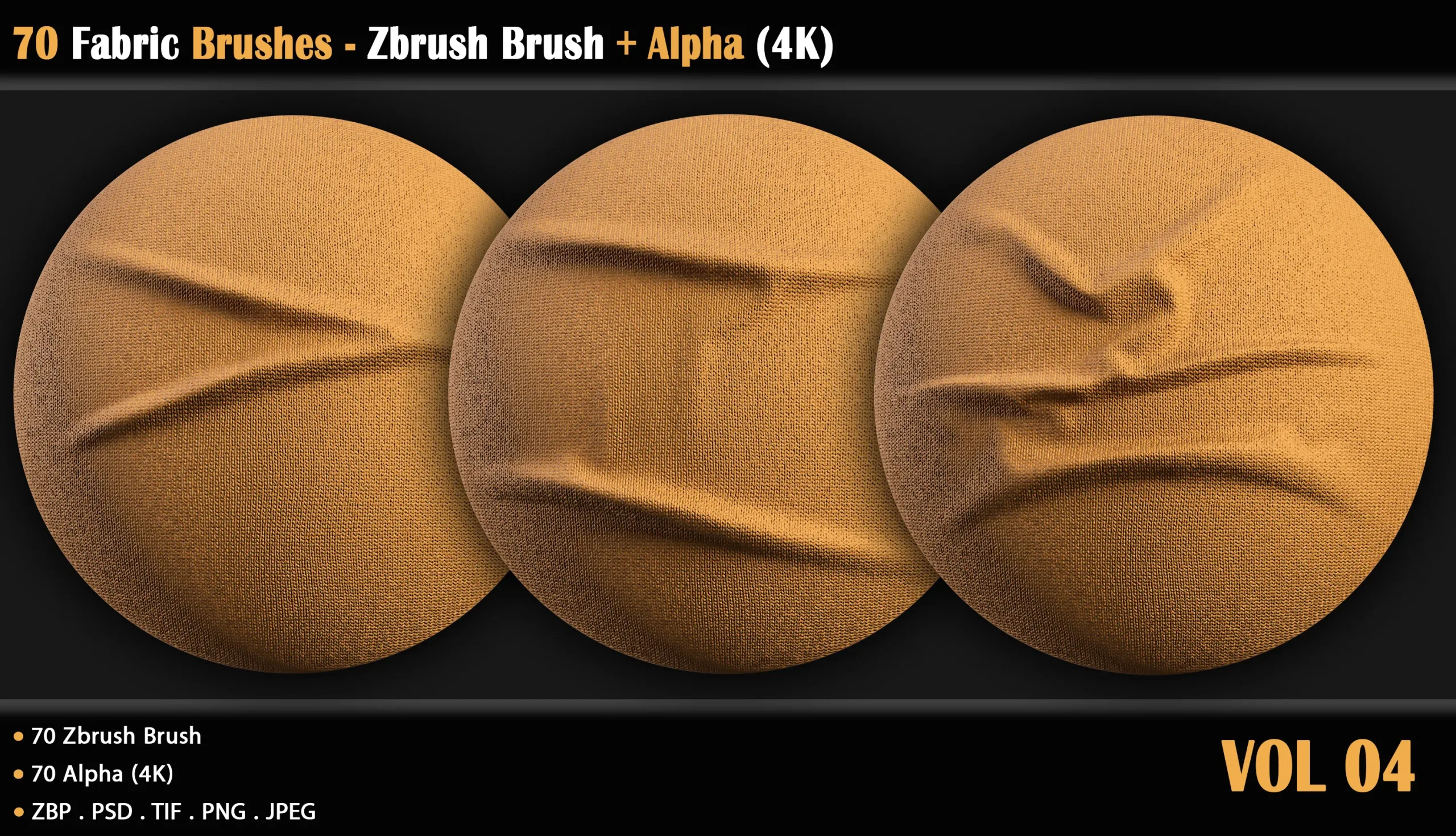 70 Fabric Brushes - Zbrush Brush + Alpha (4K)