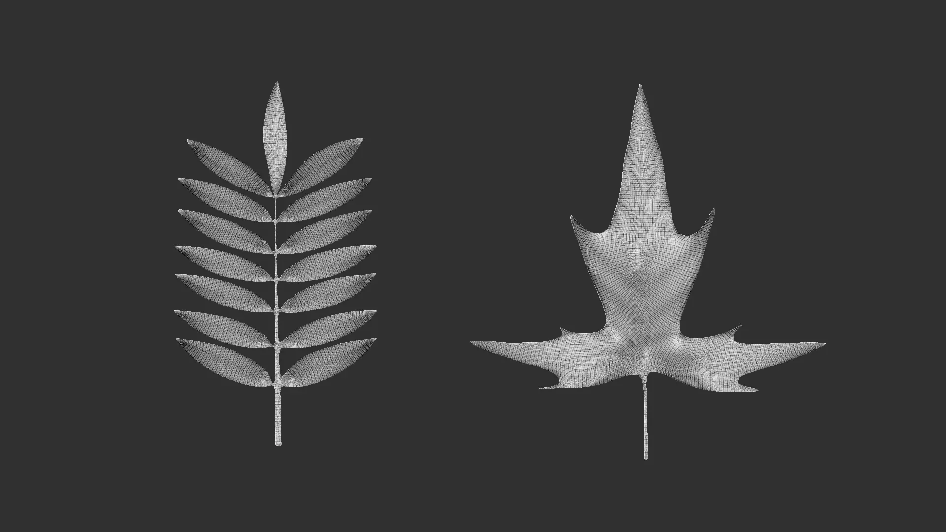 14 high-poly leafs and branches Zbrush IMM brush set.