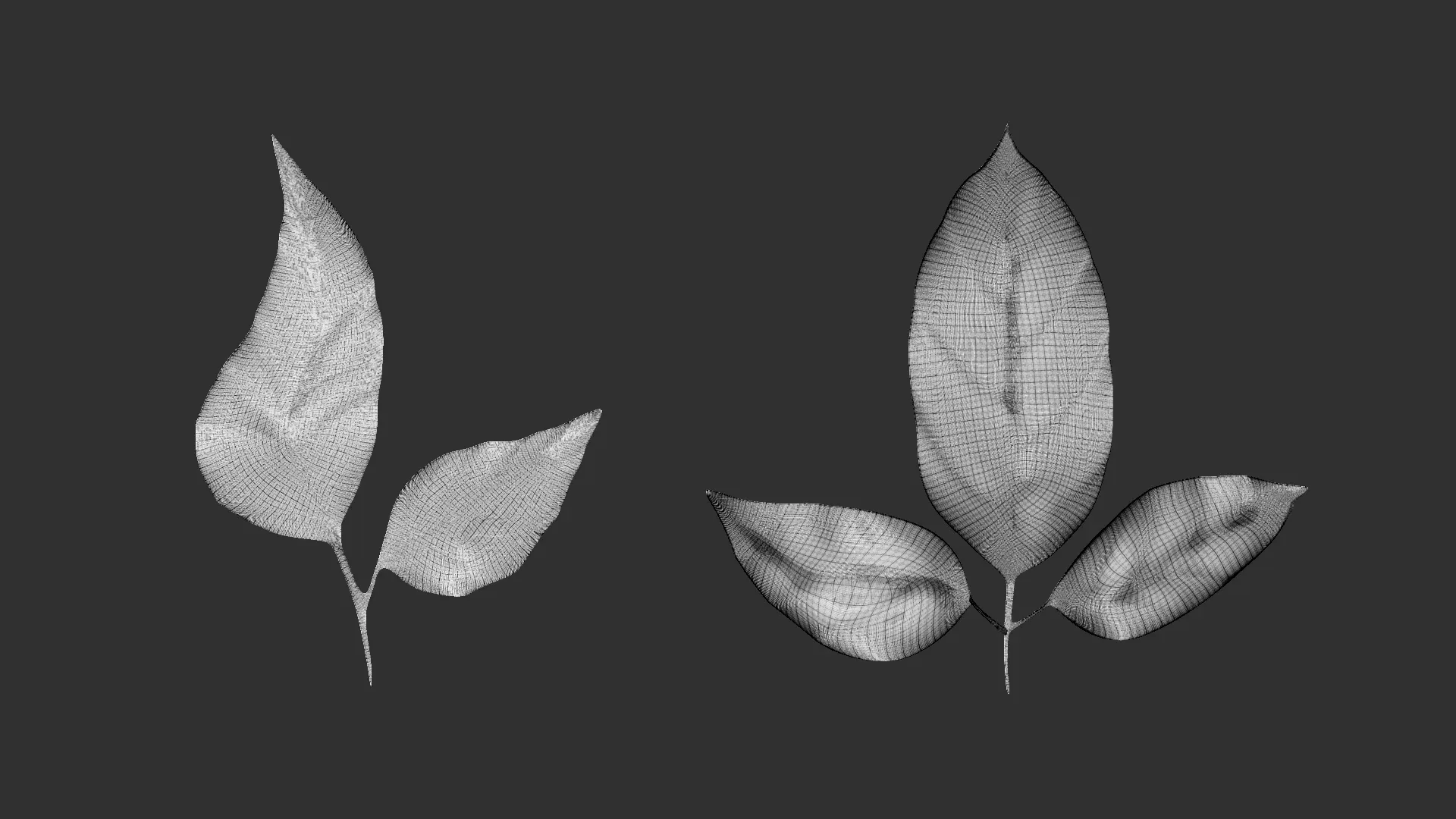 14 high-poly leafs and branches Zbrush IMM brush set.