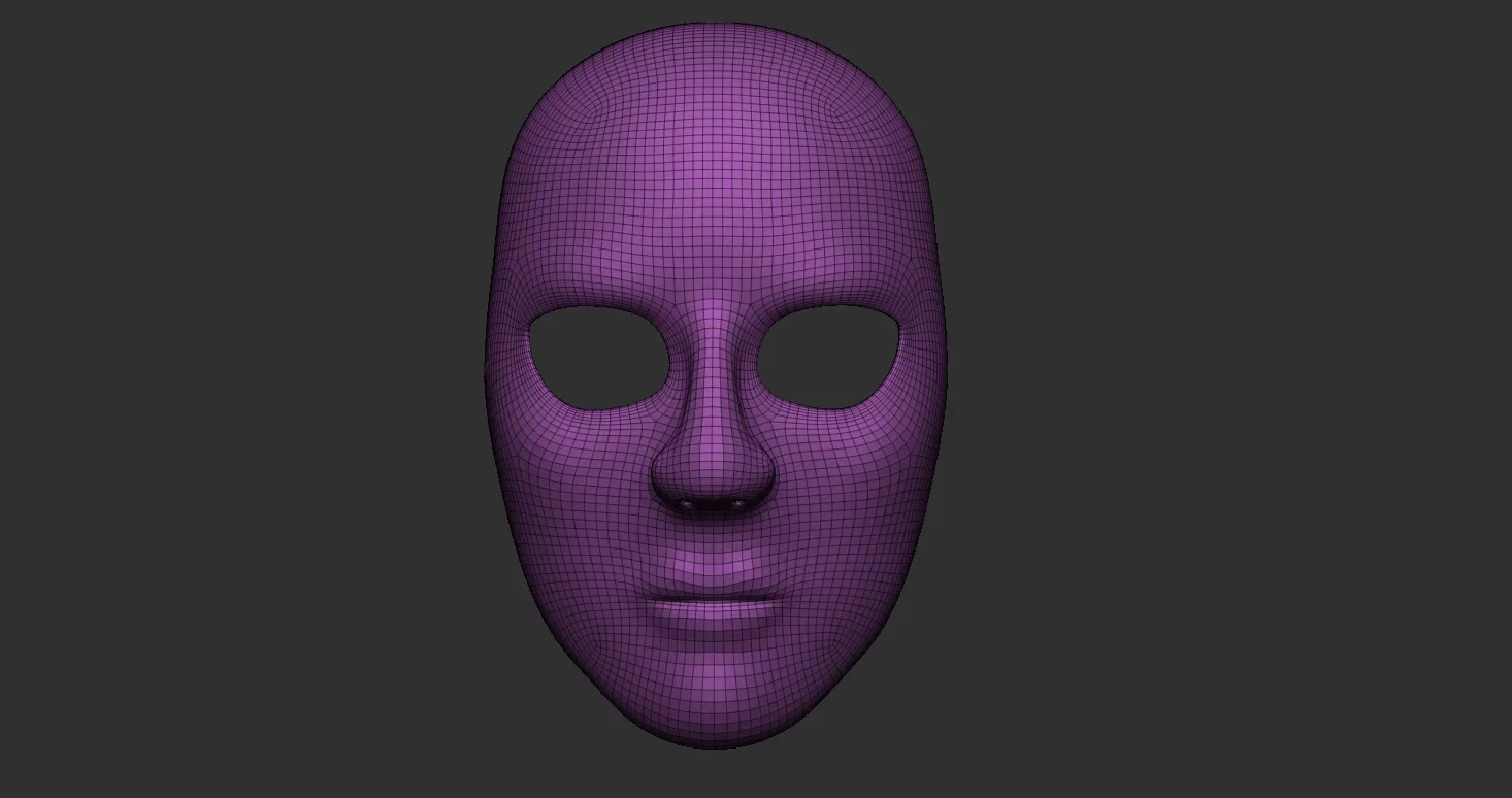 20 Carnival or theater mask base mesh low poly Zbrush IMM brush set.