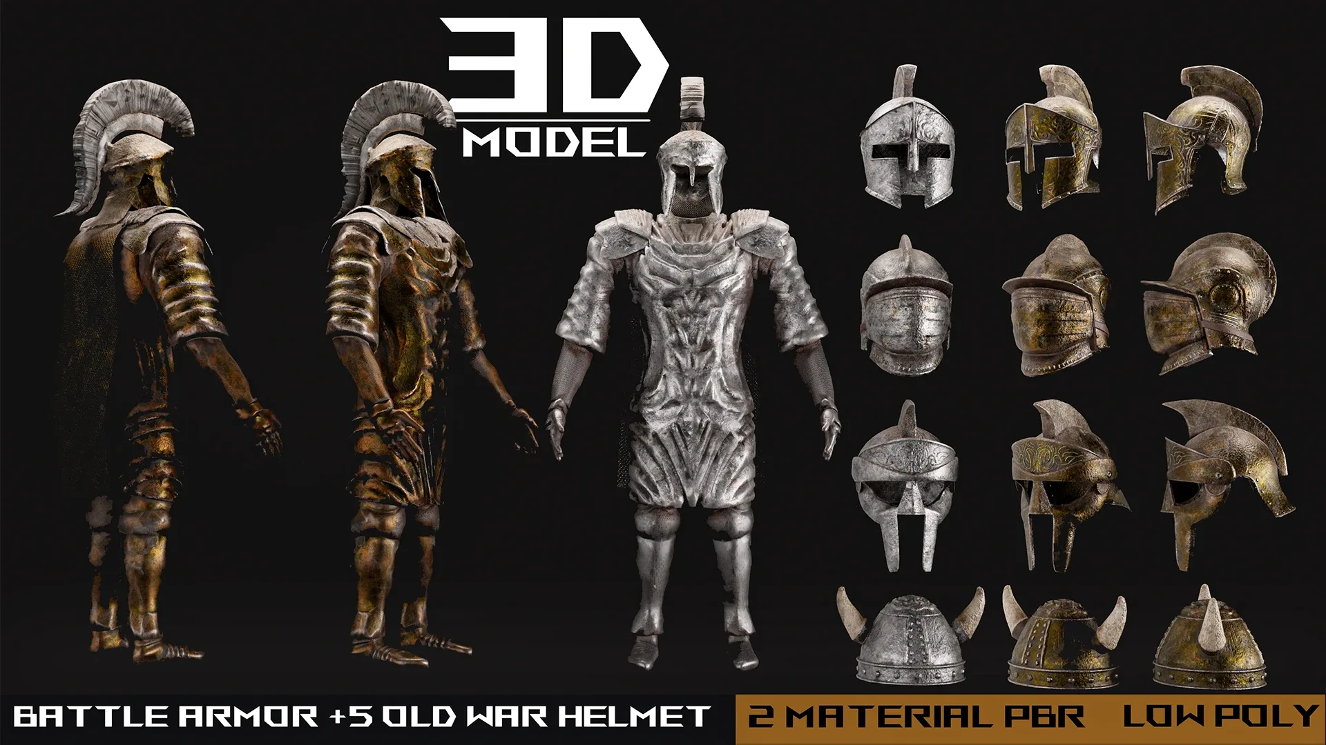 battle armor +5 Old war helmet 3d model