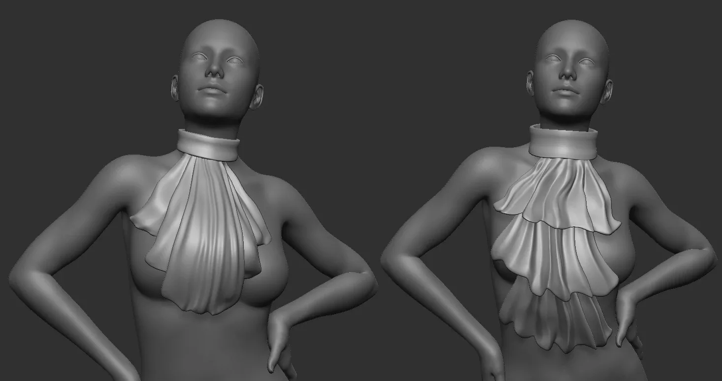 20 character jabot and neckwear midpoly IMM Zbrush set + OBJ and FBX files.