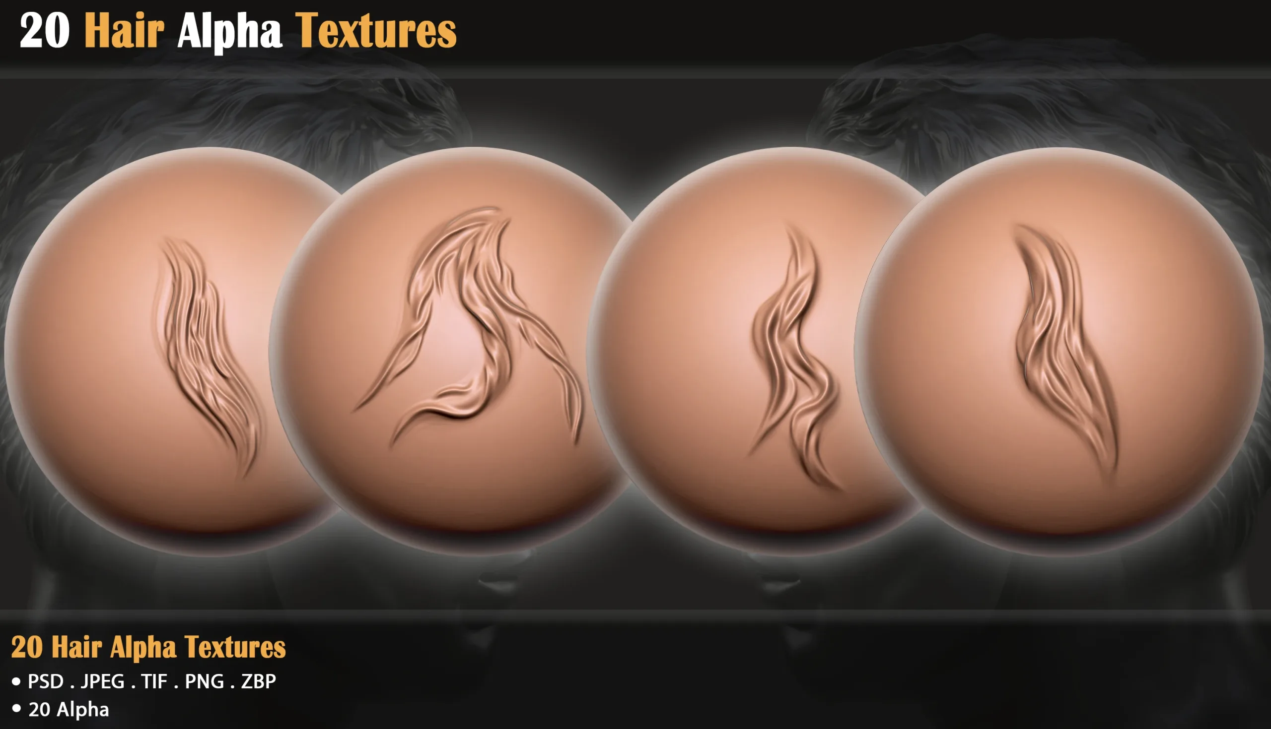 20 Hair Alpha Textures +Brushes