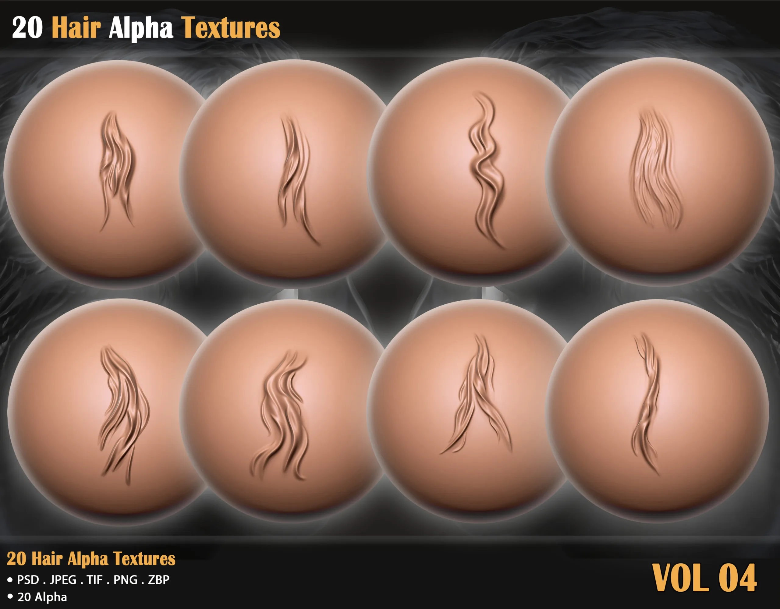 20 Hair Alpha Textures +Brushes