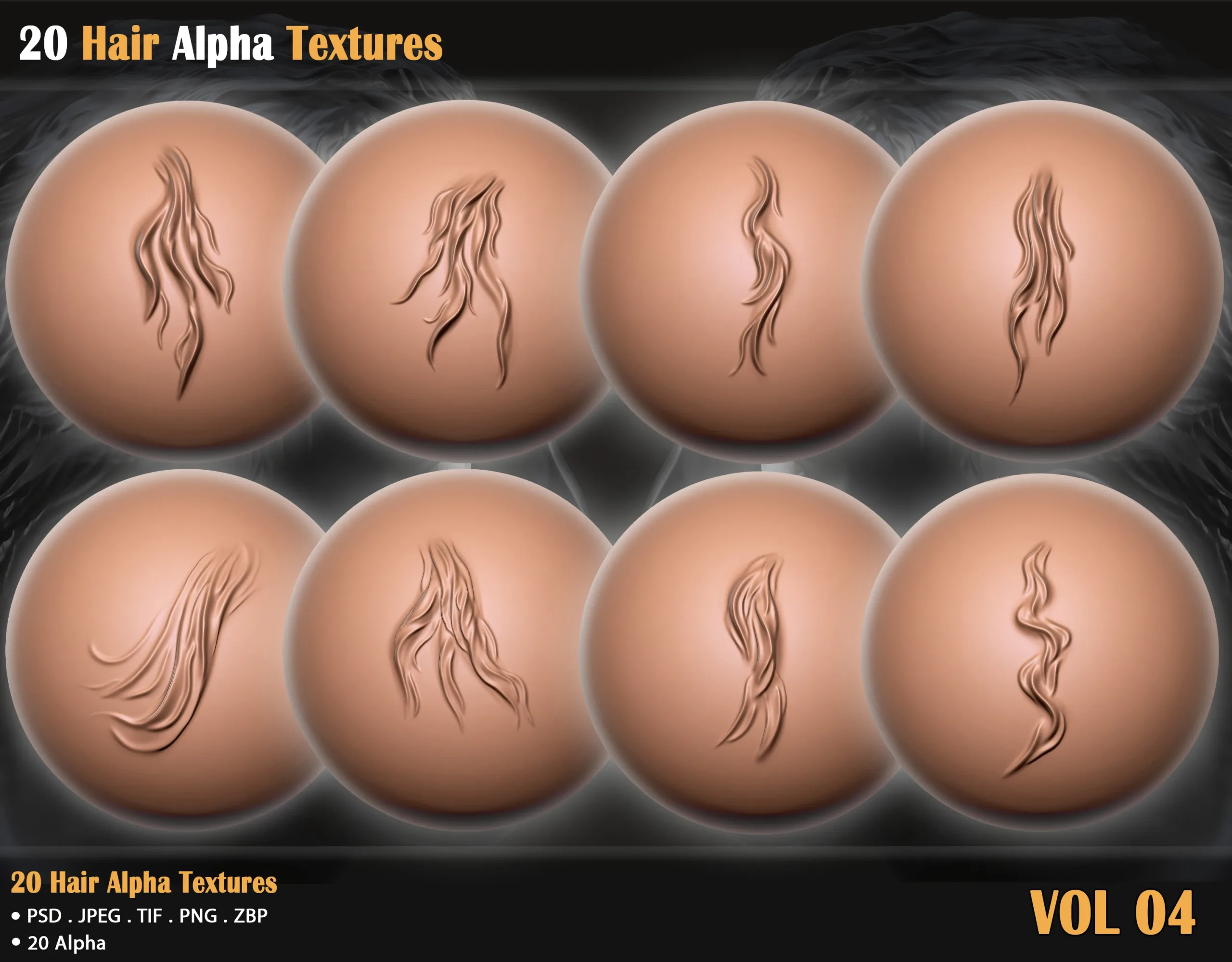 20 Hair Alpha Textures +Brushes