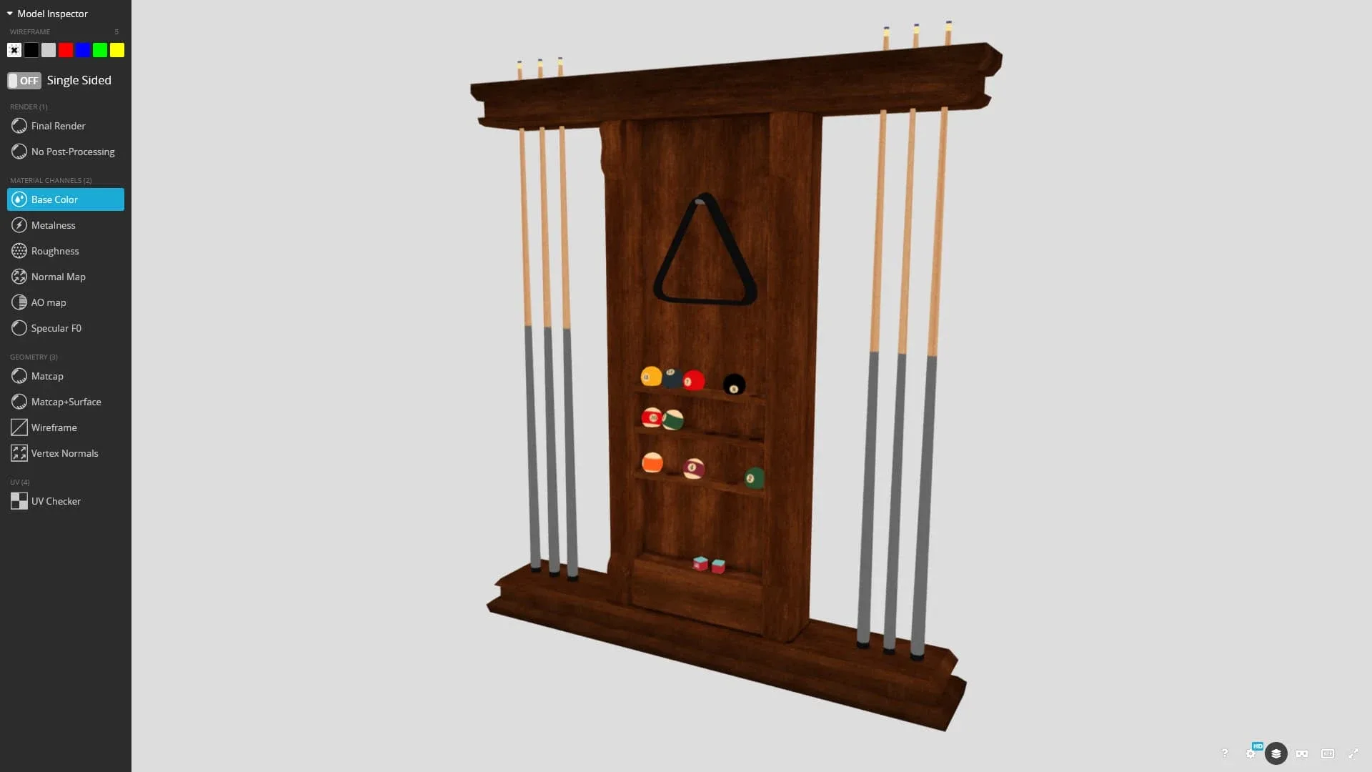 🎱 Wall-Mounted Pool Rack 3D Model Game Ready