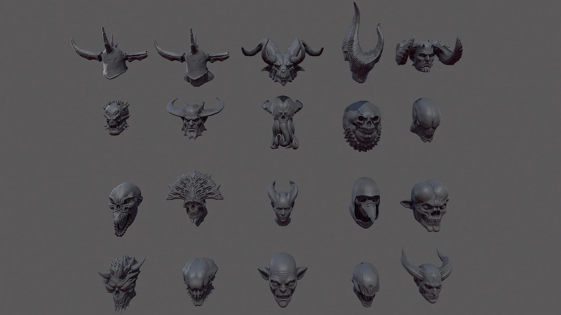 20 Demon Head Kitbash set VOL. 1 IMM Brush