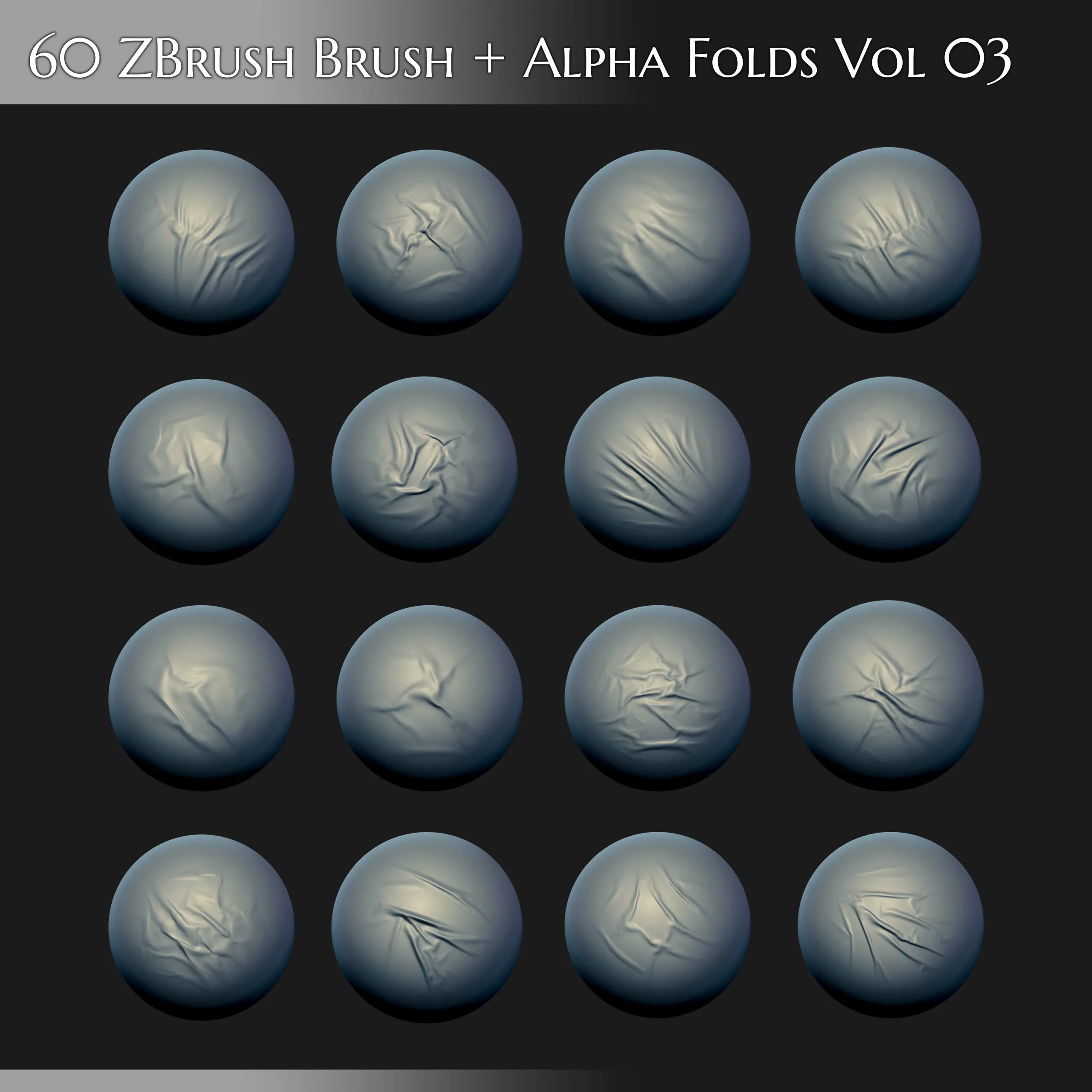 60 ZBrush Brush + Alpha Folds Vol 03