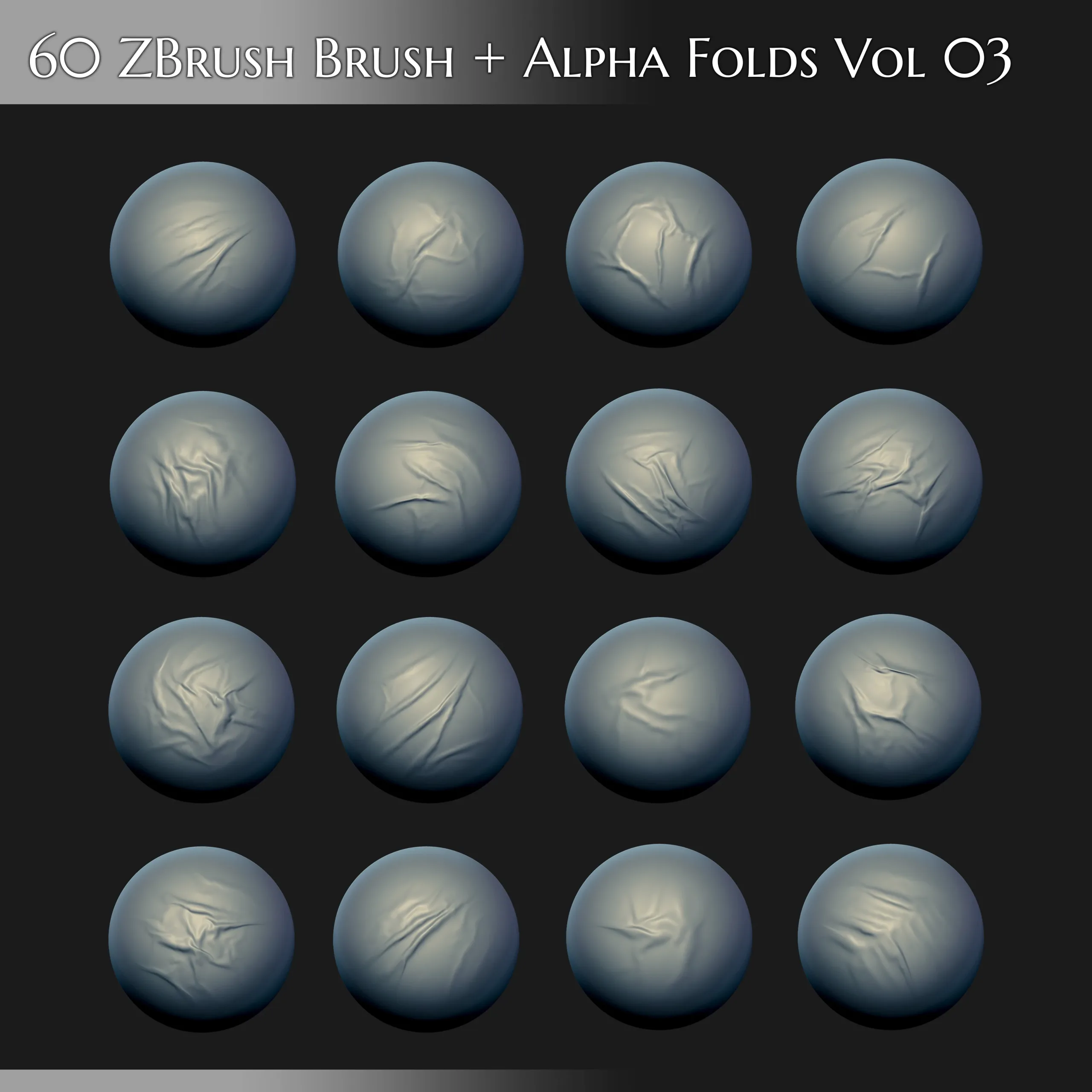 60 ZBrush Brush + Alpha Folds Vol 03