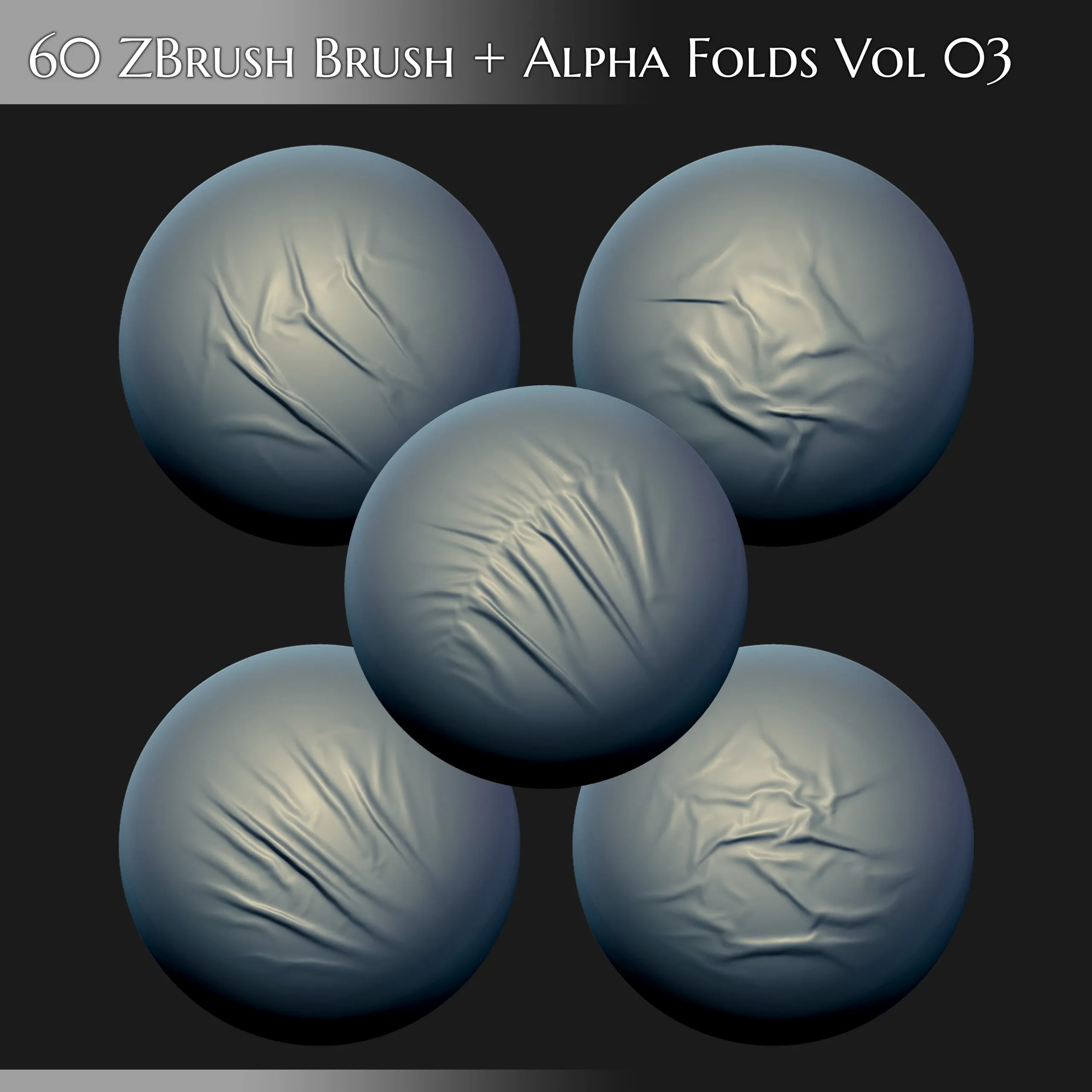 60 ZBrush Brush + Alpha Folds Vol 03