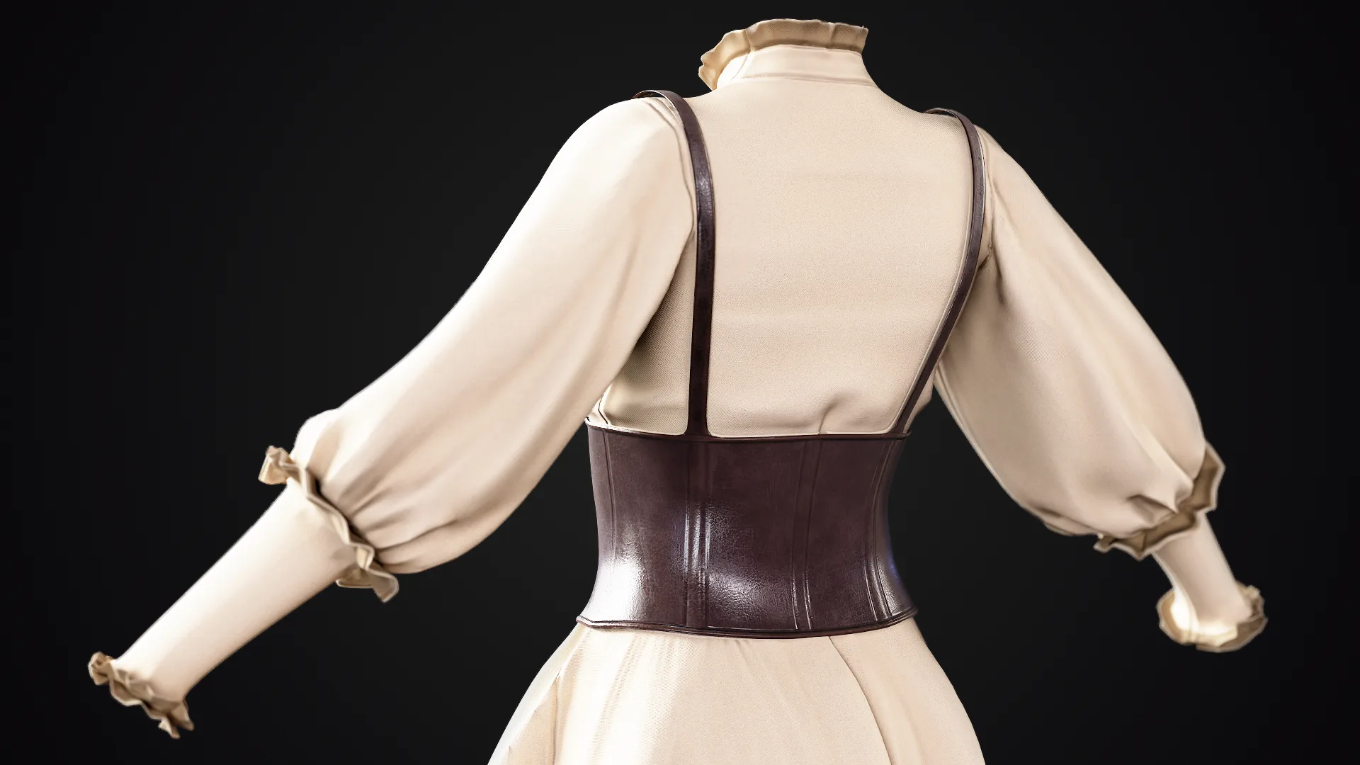 Vintage Women outfit 02 / Marvelous Designer , Clo3d Project + Free Tutorial (Low Poly)