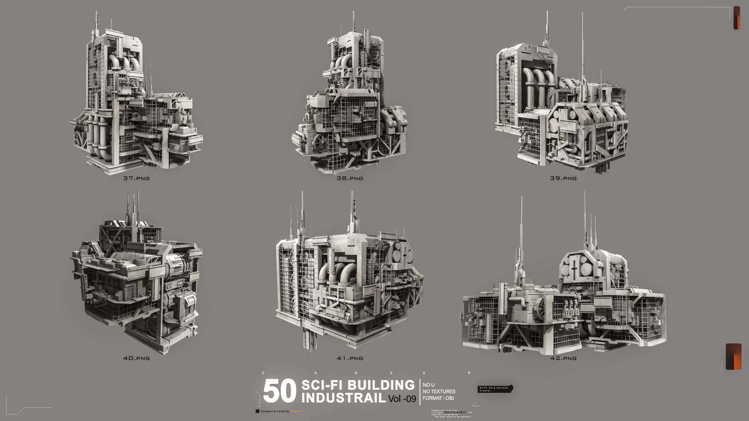 50 FUTURISTIC (BUILDING) INDUSTRIAL GREEBLE